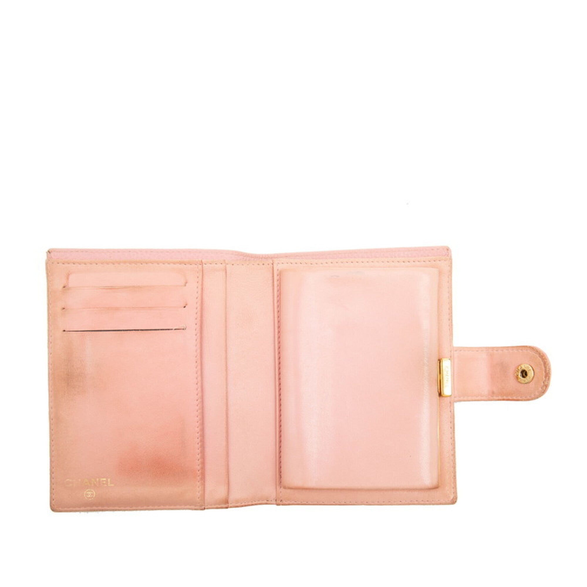 Chanel Pink Grained Calfskin Wallet (Bi-Fold) (Pre-Owned)