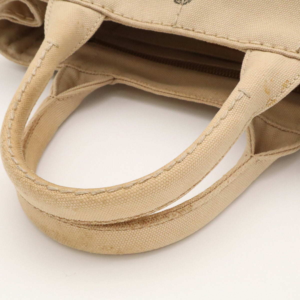 Prada Beige Canvas Shoulder Bag Tote Bag (Pre-Owned)