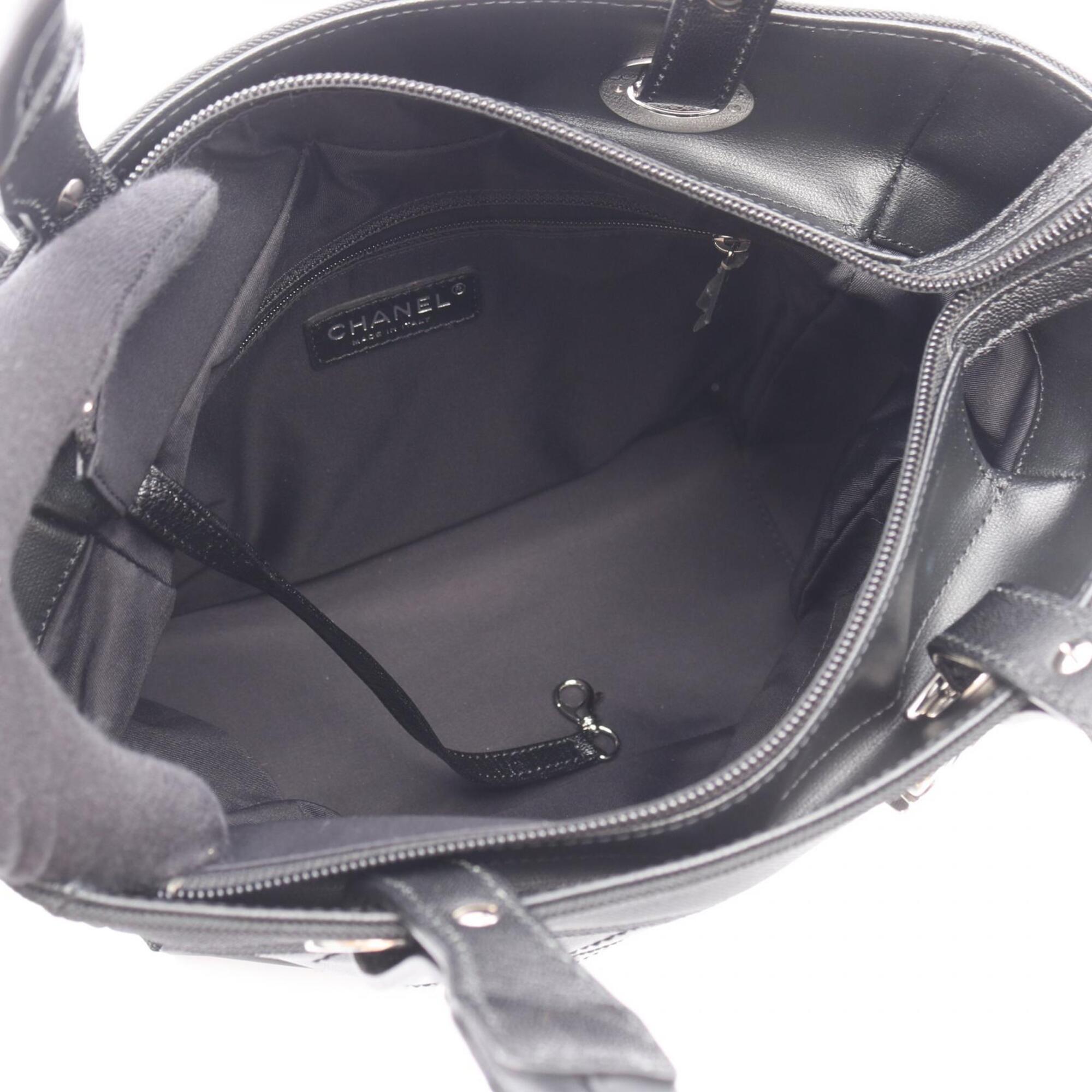 Chanel Black Coated Canvas Handbag Tote Bag (Pre-Owned)