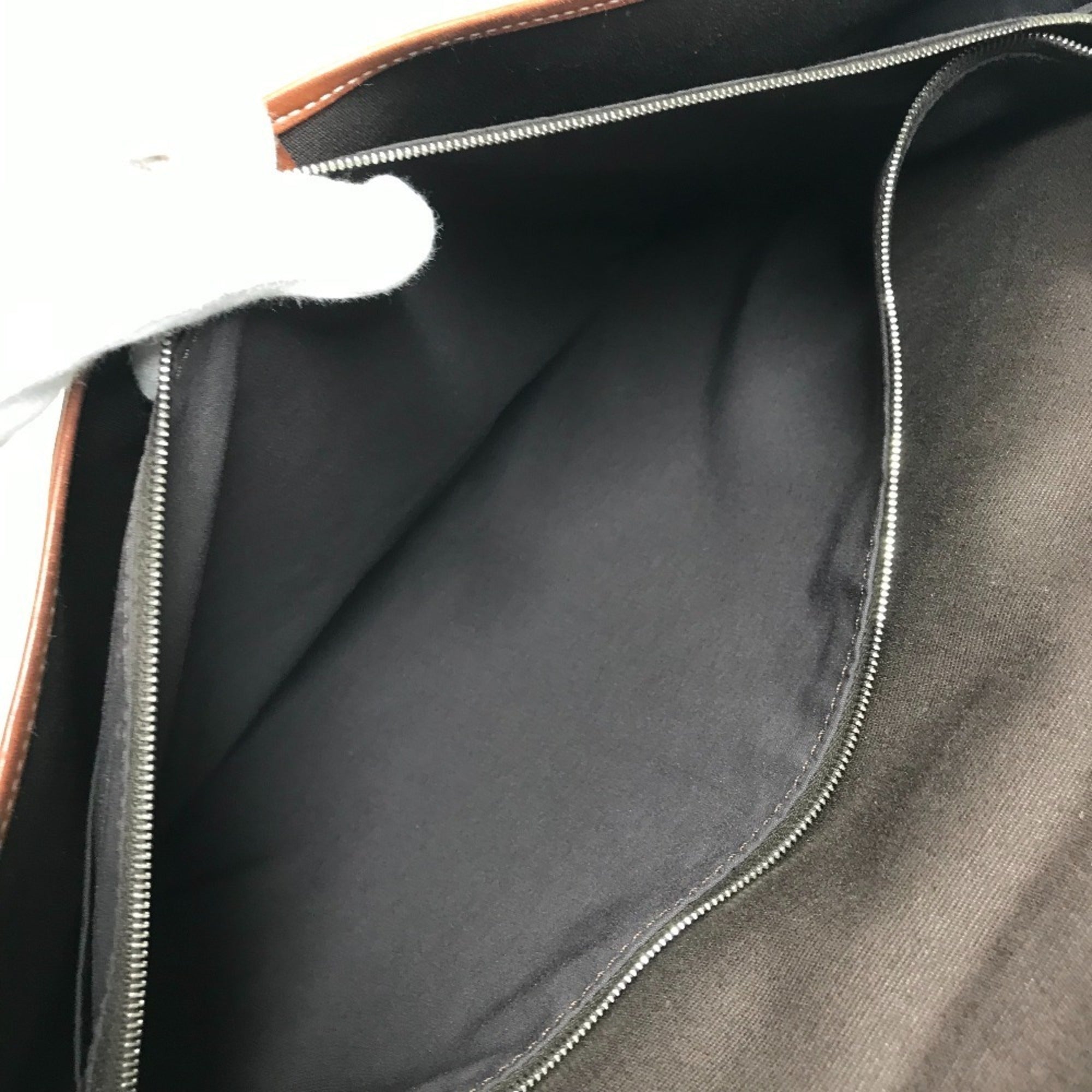 Hermes Buenaventura Brown Leather Canvas Briefcase Tote Bag (Pre-Owned)