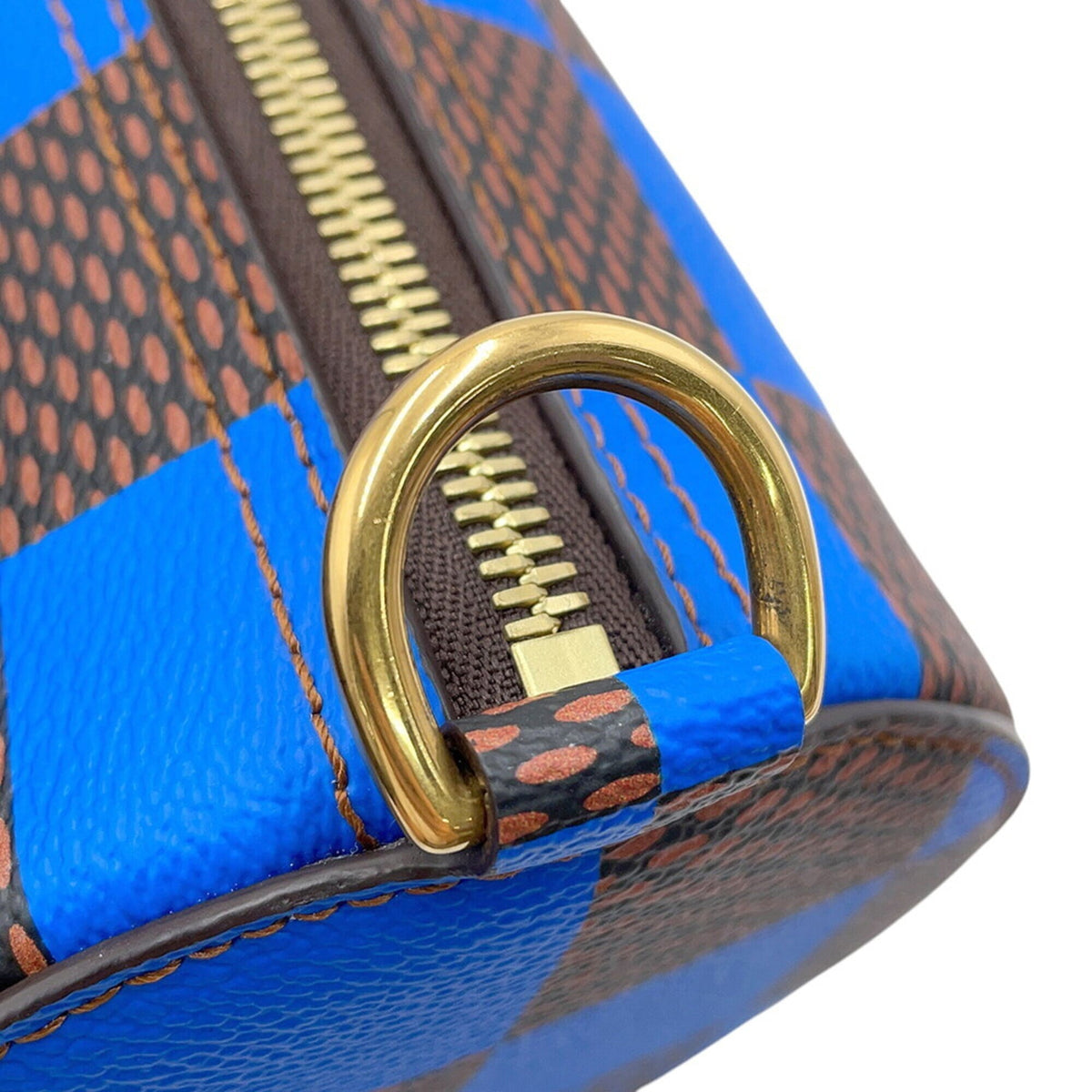 Louis Vuitton Blue Damier Canvas Exotic Leather Handbag Shoulder Bag (Pre-Owned)