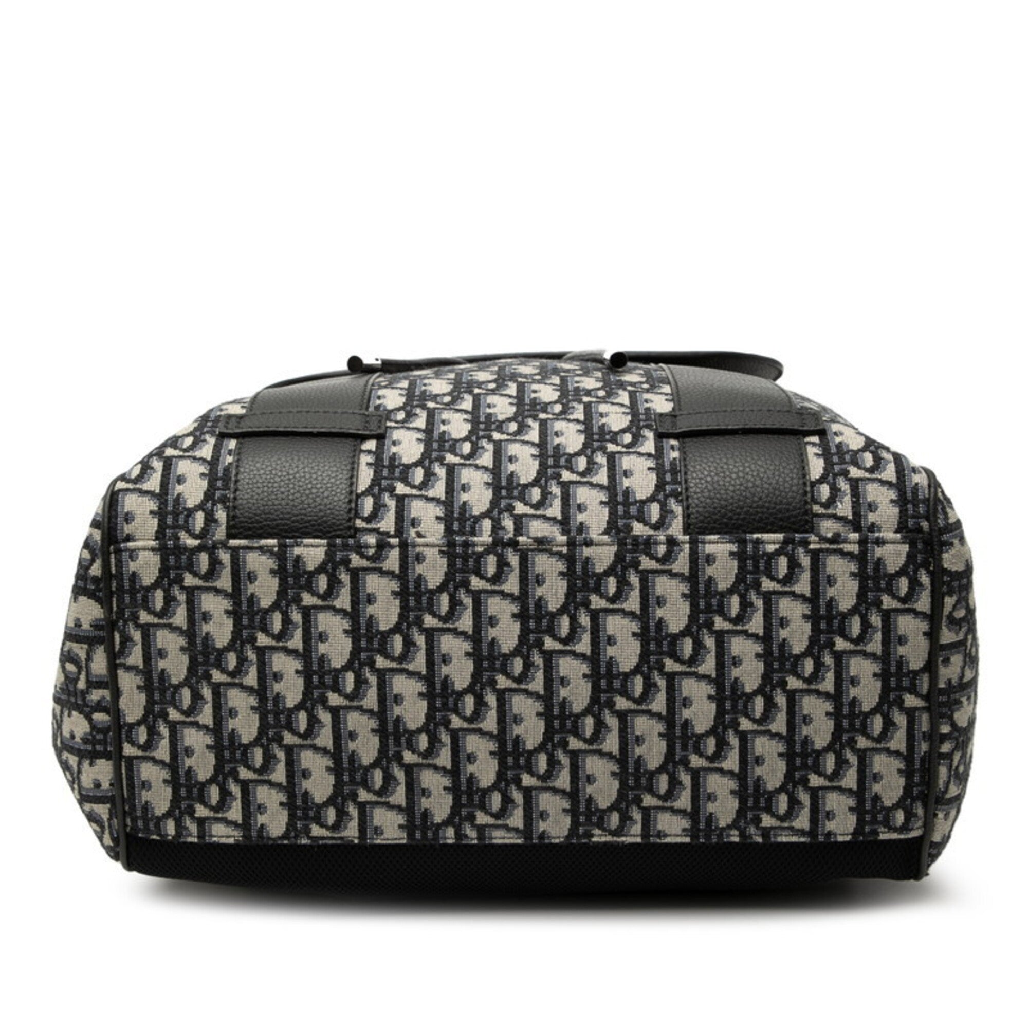 Christian Dior Trotter Black Gray Leather Fabric Backpack (Pre-Owned)