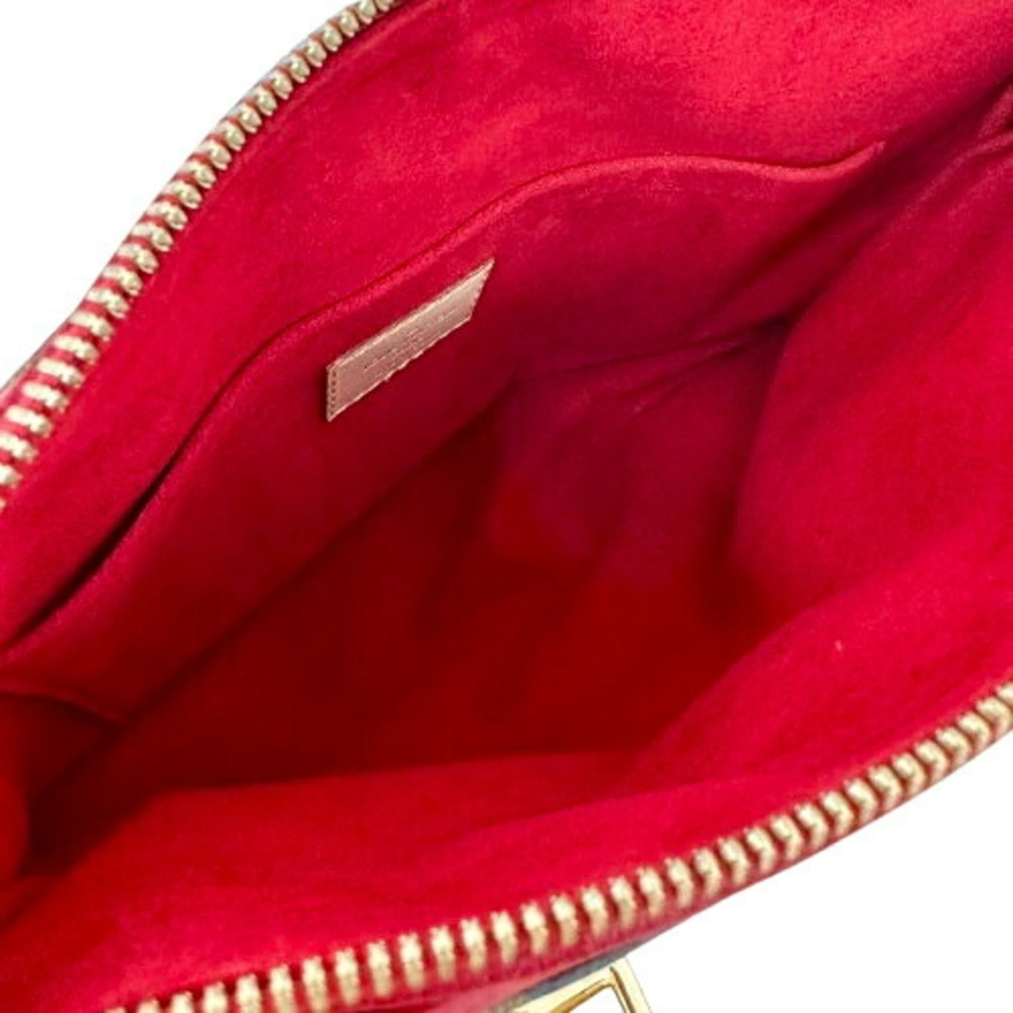 Louis Vuitton Monogram Brown Red Color Leather Handbag (Pre-Owned)