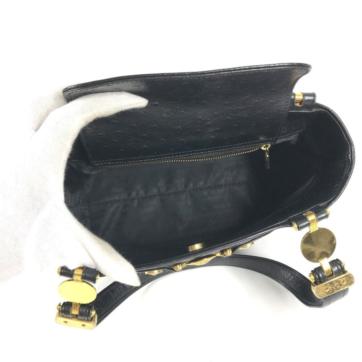 Versace Black Leather Shoulder Bag Tote Bag (Pre-Owned)