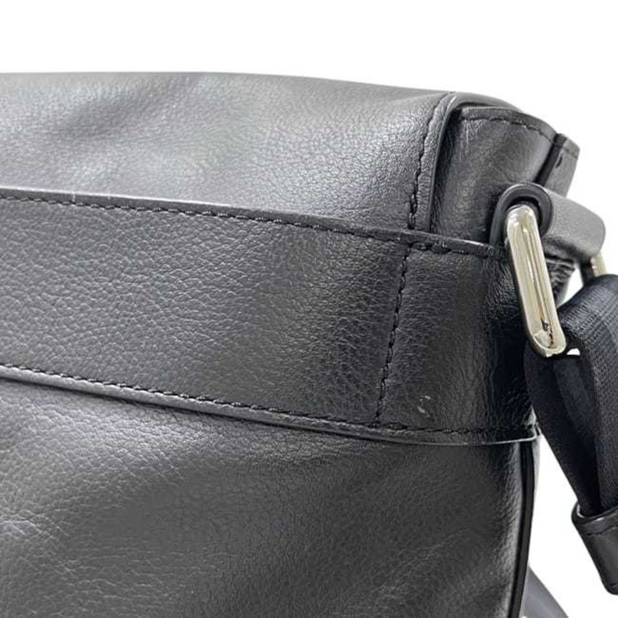 Coach Black Leather Messenger Bag Shoulder Bag (Pre-Owned)