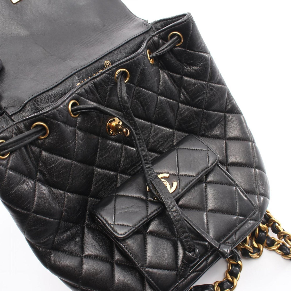 Chanel Black Leather Backpack Handbag (Pre-Owned)