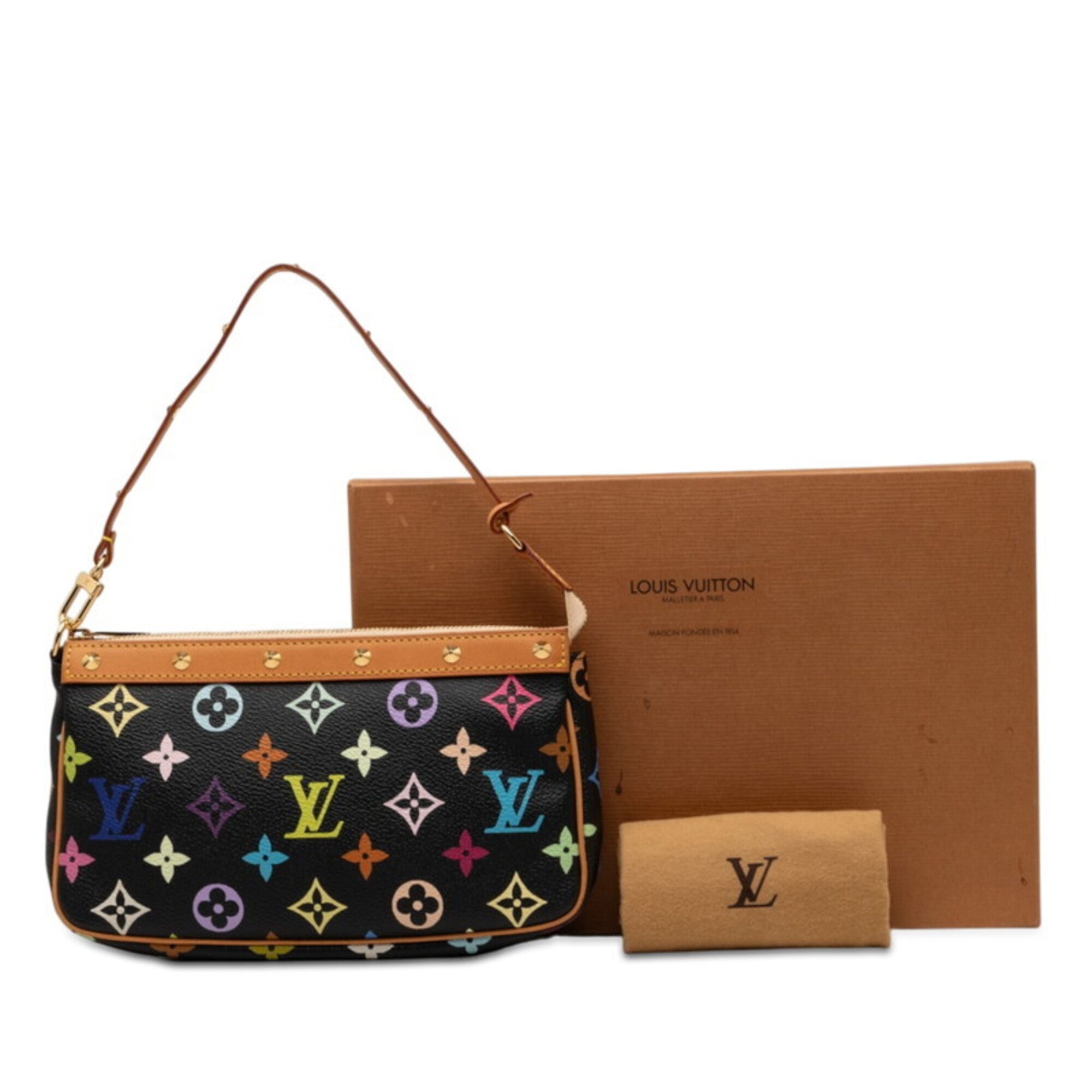 Louis Vuitton Black Noir Pvc Leather Handbag Pochette (Pre-Owned)