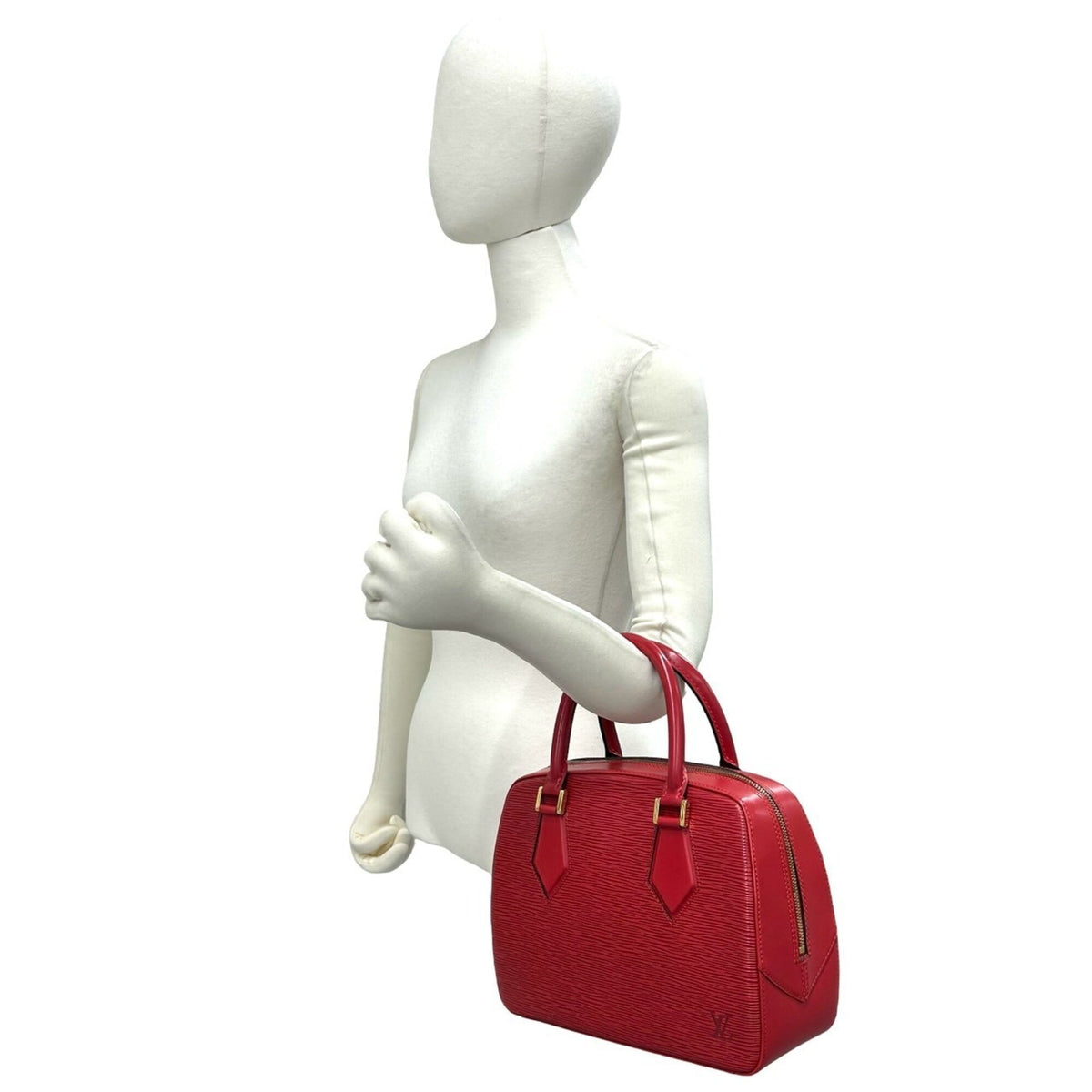 Louis Vuitton Red Color Leather Boston Bag Handbag (Pre-Owned)