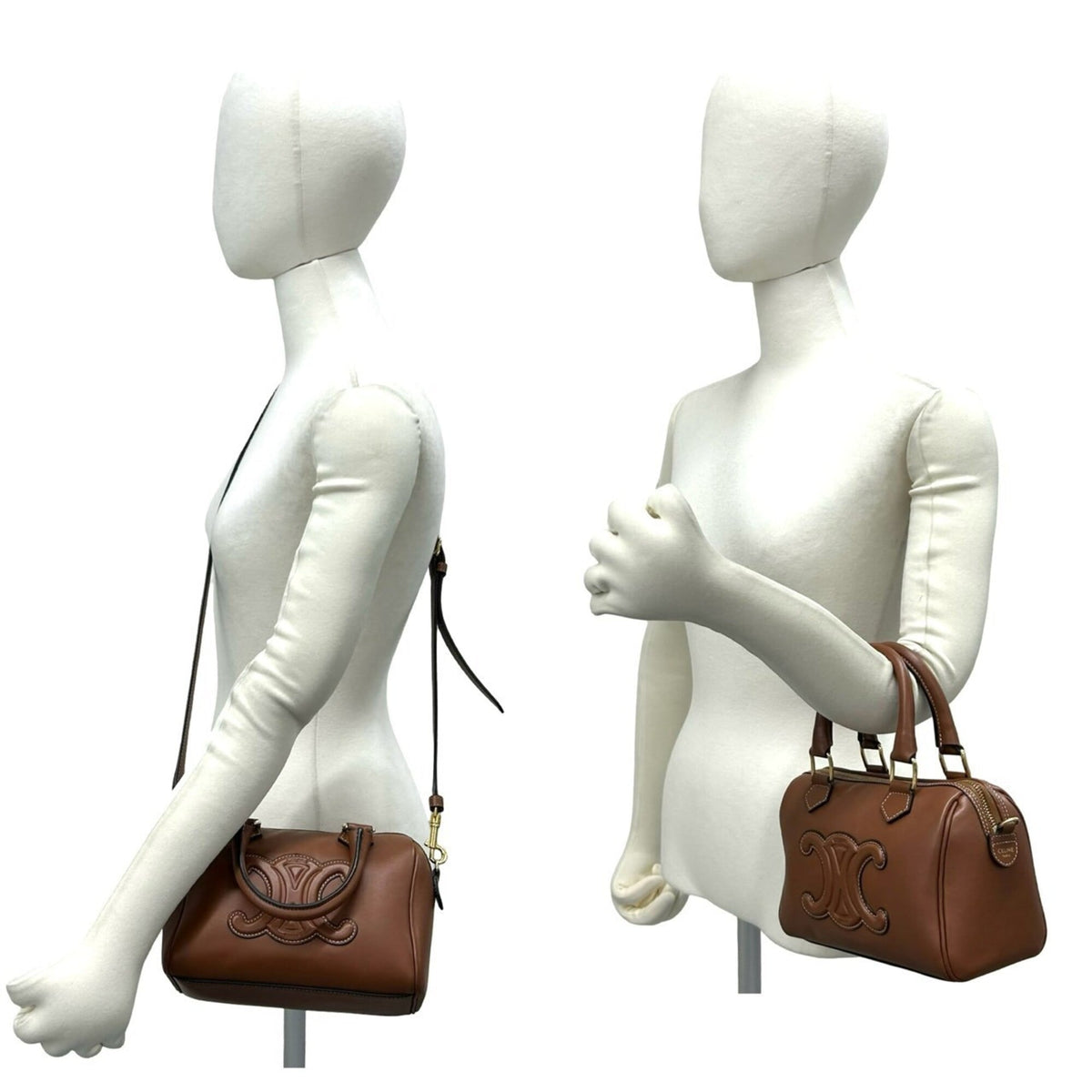 Celine Brown Leather Boston Bag Handbag Shoulder Bag (Pre-Owned)