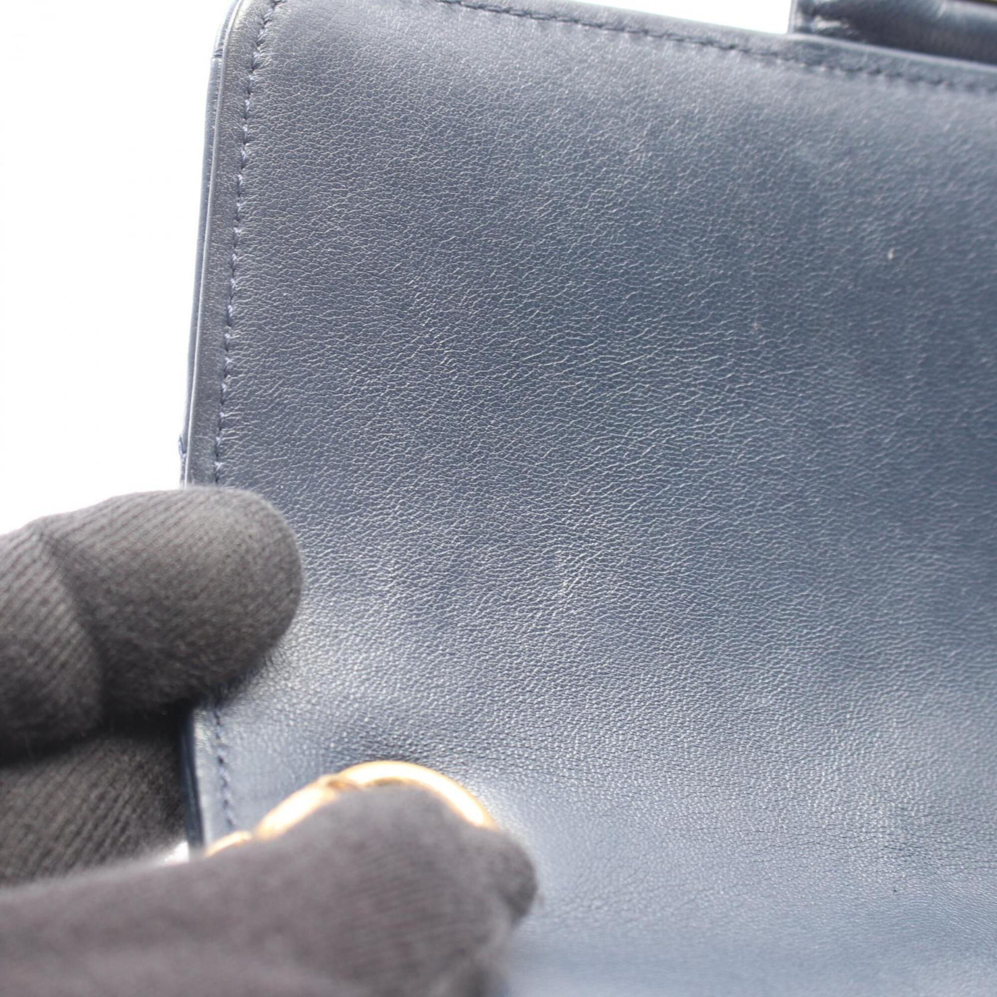 Chanel Navy Leather Handbag Shoulder Bag (Pre-Owned)