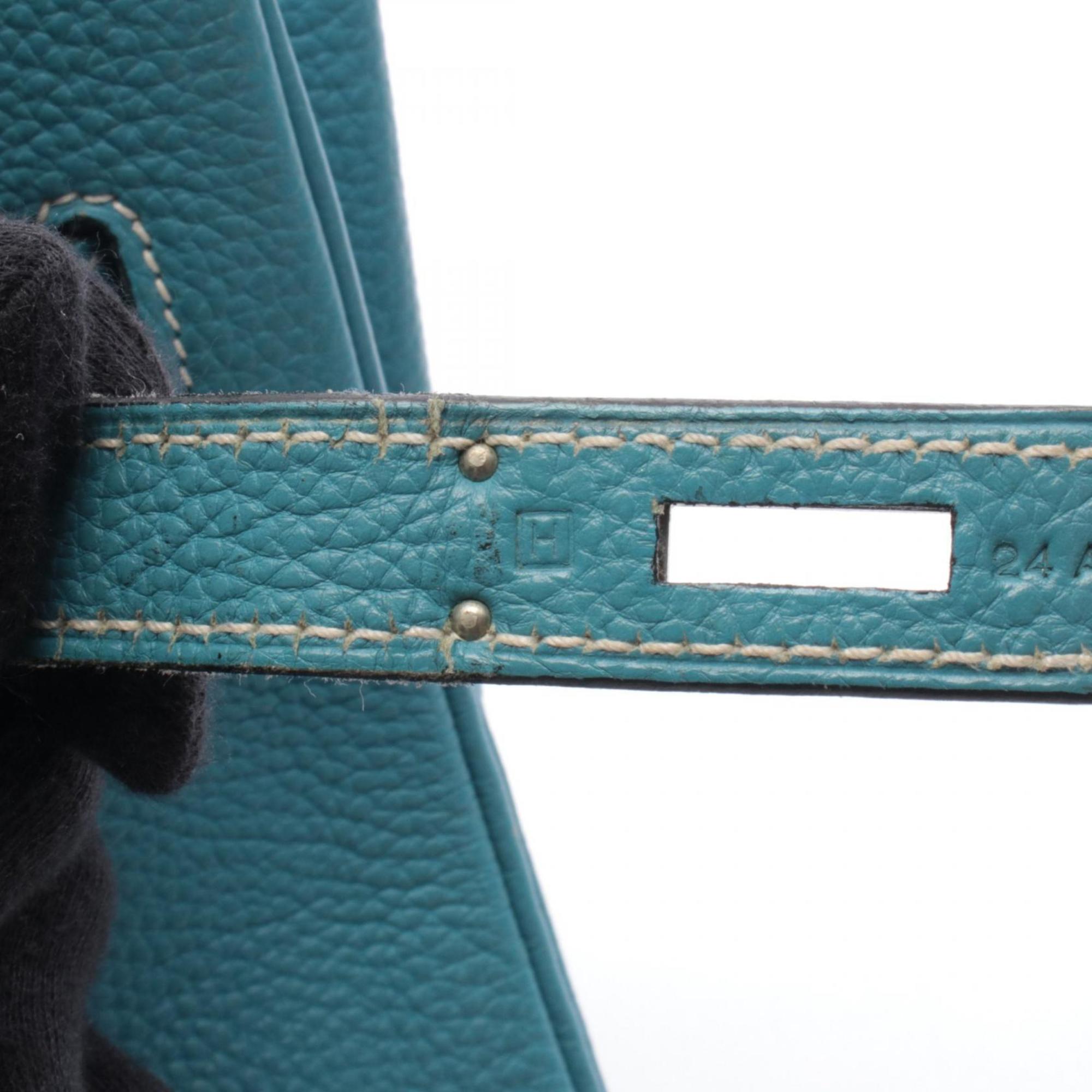 Hermes Blue Leather Handbag (Pre-Owned)