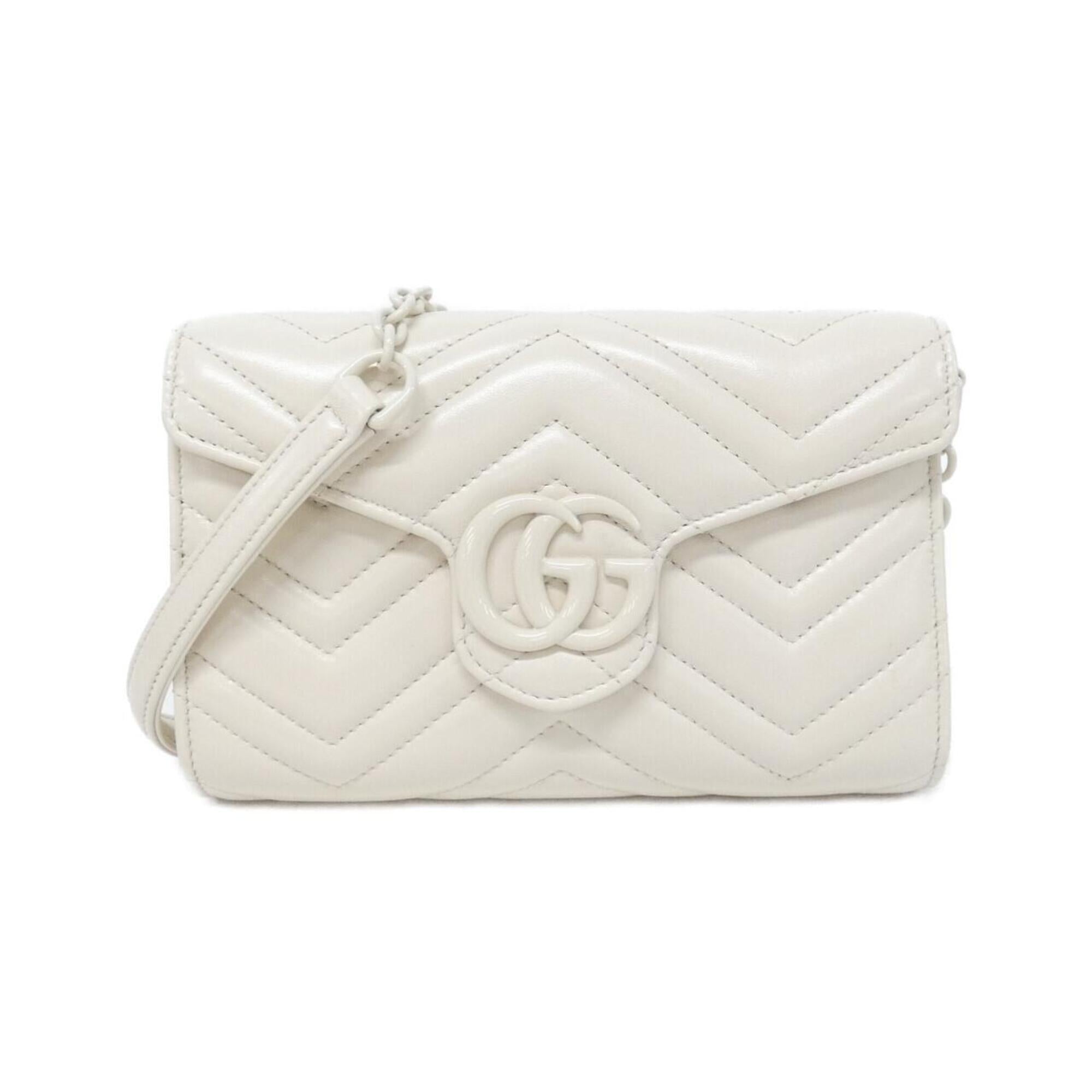 Gucci White Leather Chain/Shoulder Wallet (Pre-Owned)