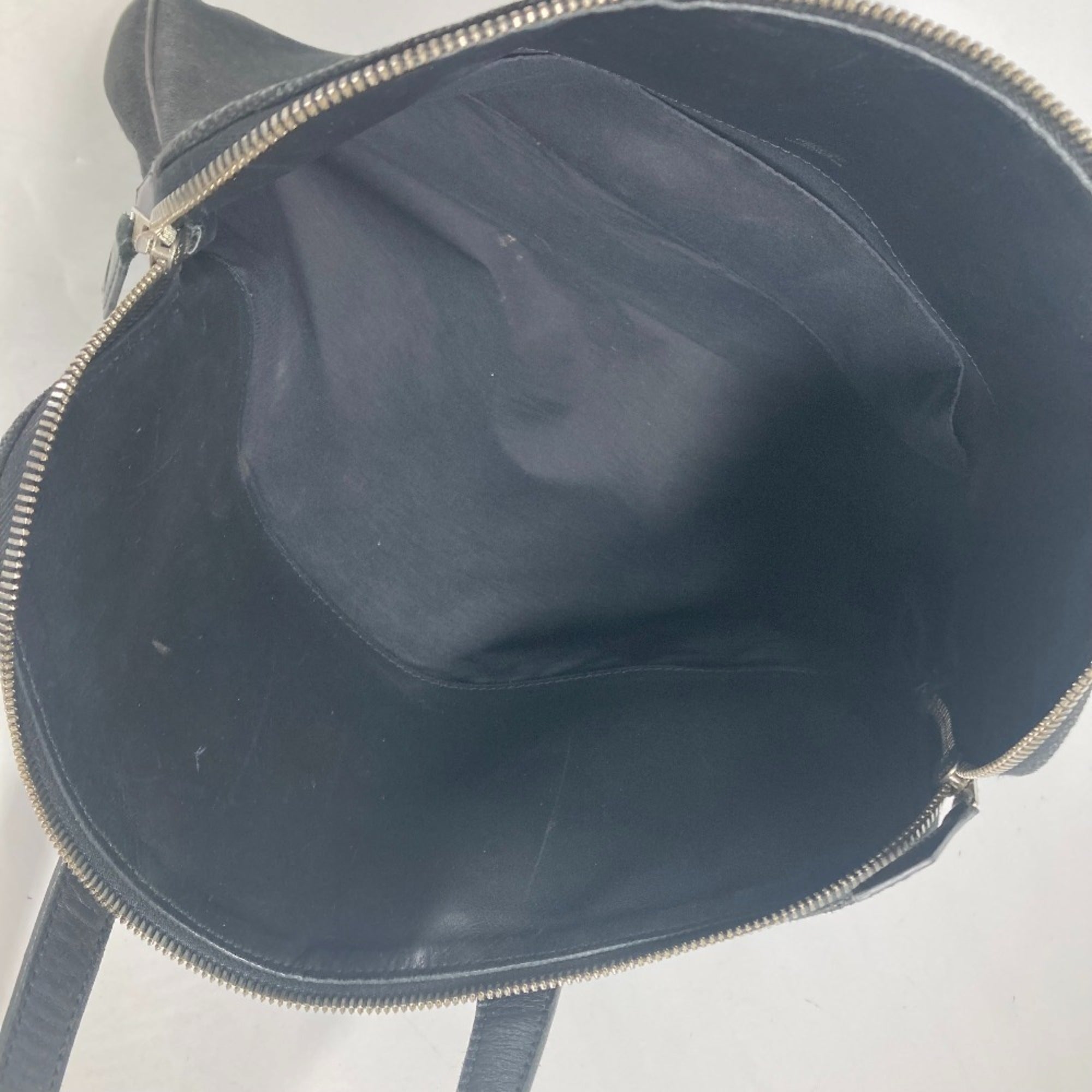 Hermes Black Leather Canvas Handbag Tote Bag (Pre-Owned)