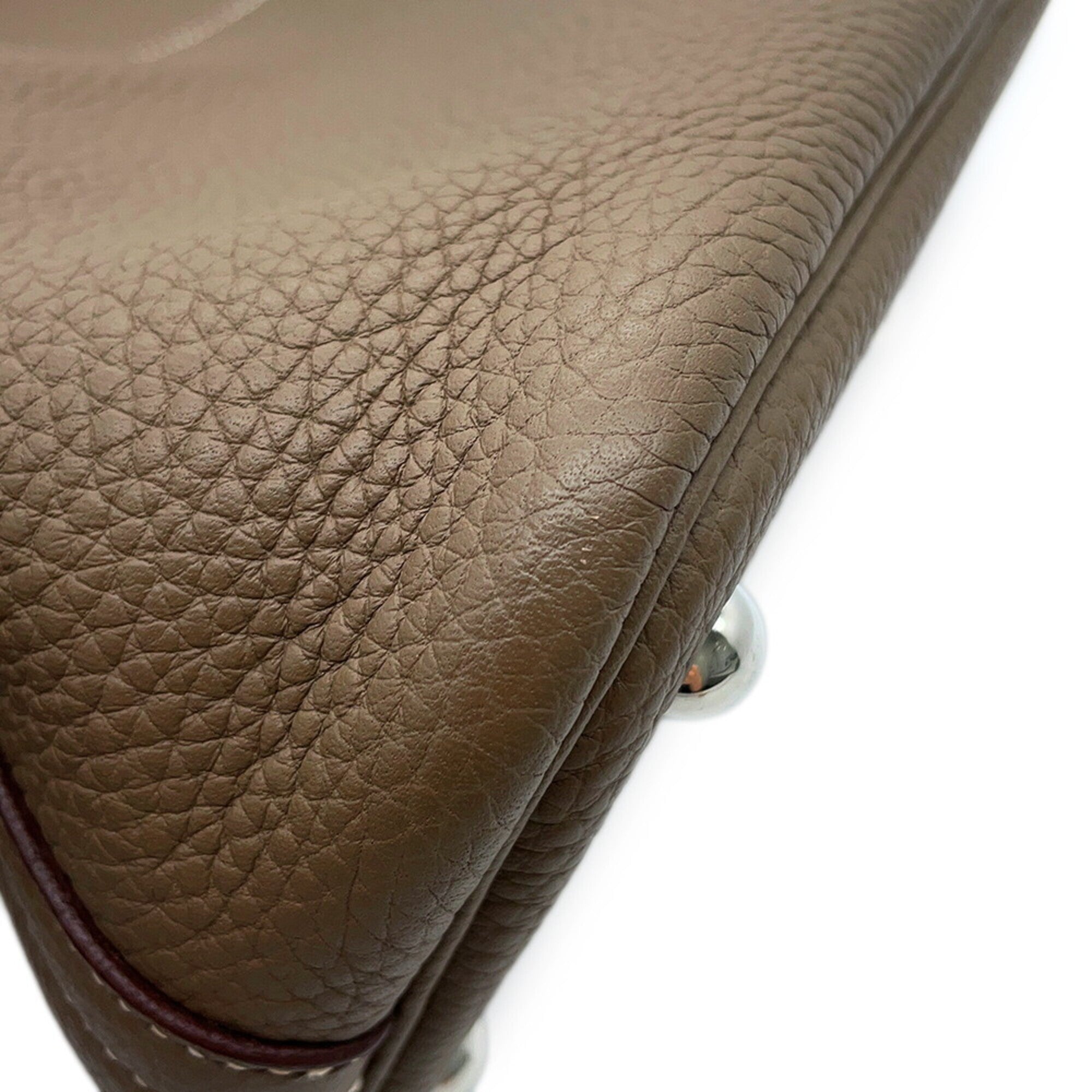 Hermes Etoupe Gray Taurillon Clemence Leather Handbag Shoulder Bag (Pre-Owned)