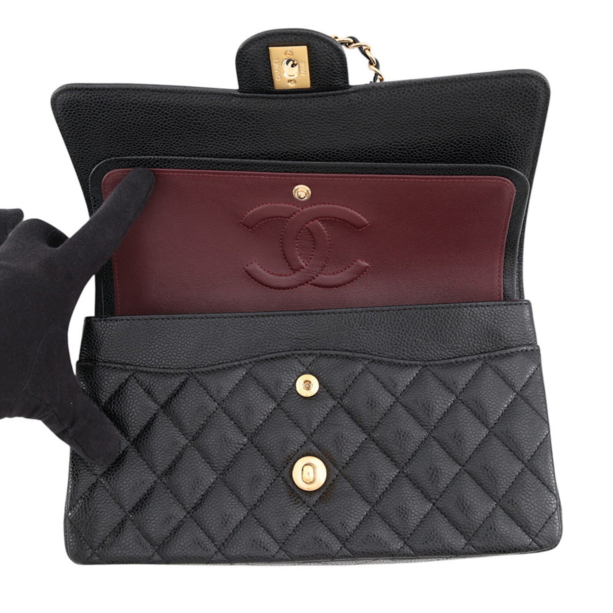 Chanel Black Grained Calfskin Handbag Shoulder Bag (Pre-Owned)