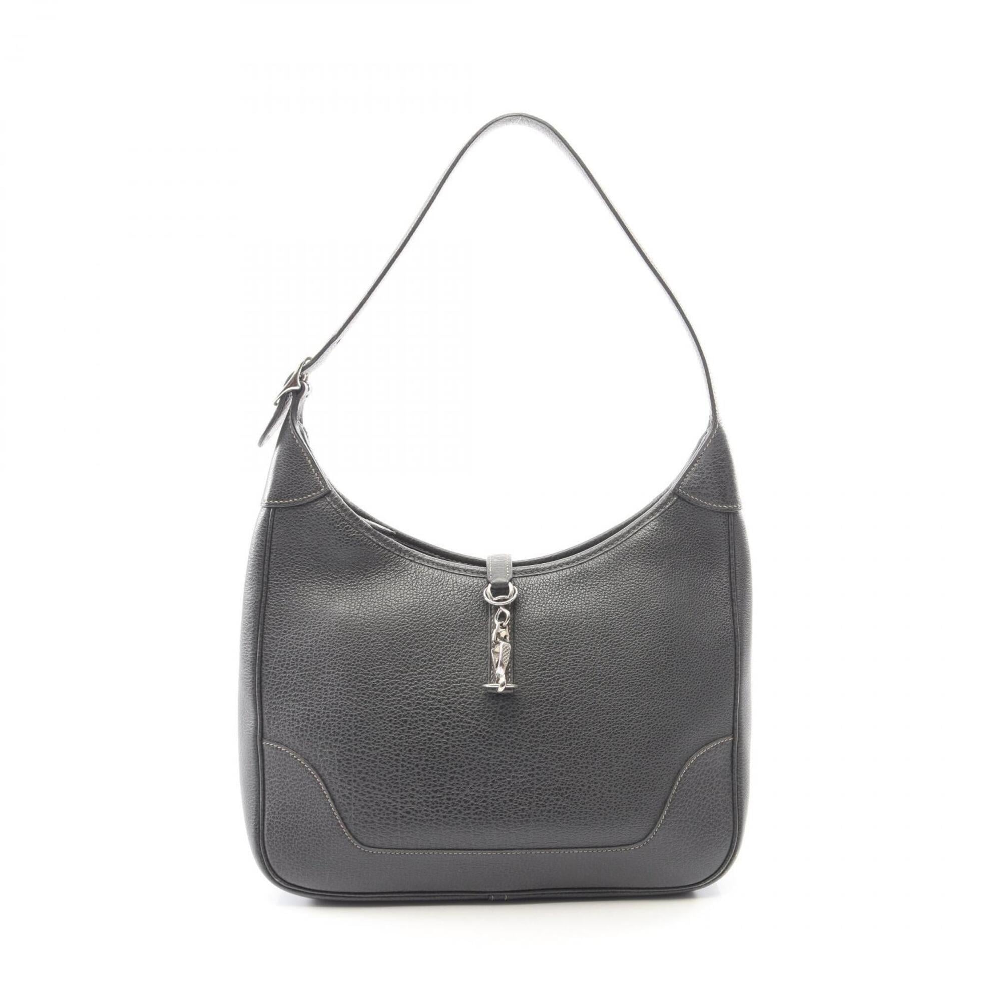 Hermes Gray Buffalo Leather Handbag Shoulder Bag (Pre-Owned)