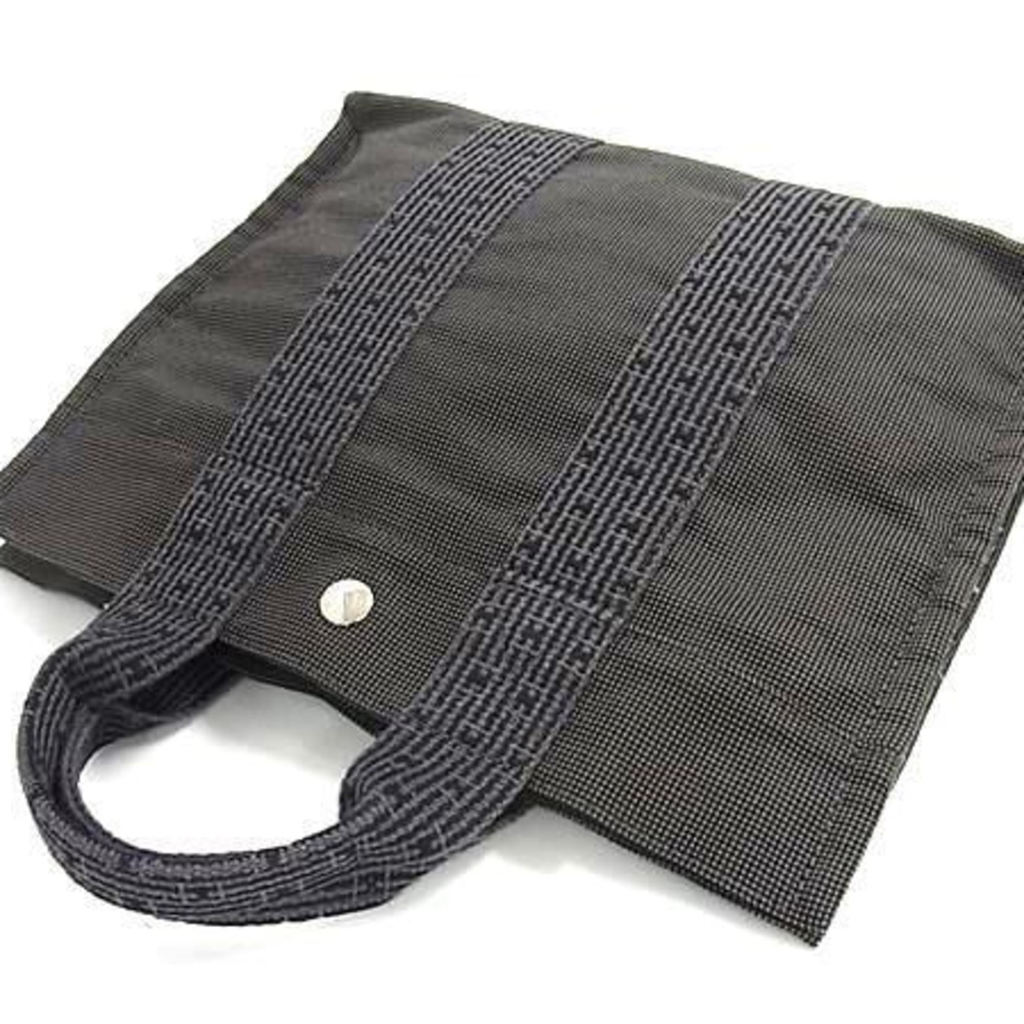 Hermes Gray Canvas Handbag Shoulder Bag Tote Bag (Pre-Owned)