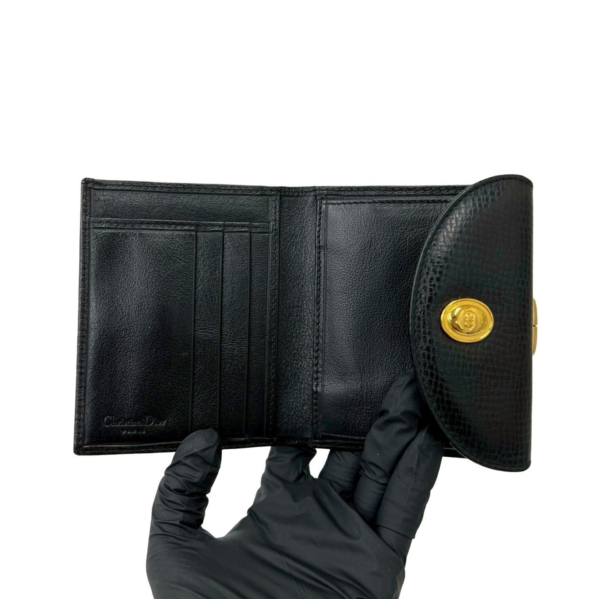 Christian Dior Black Leather Wallet (Tri-Fold) (Pre-Owned)