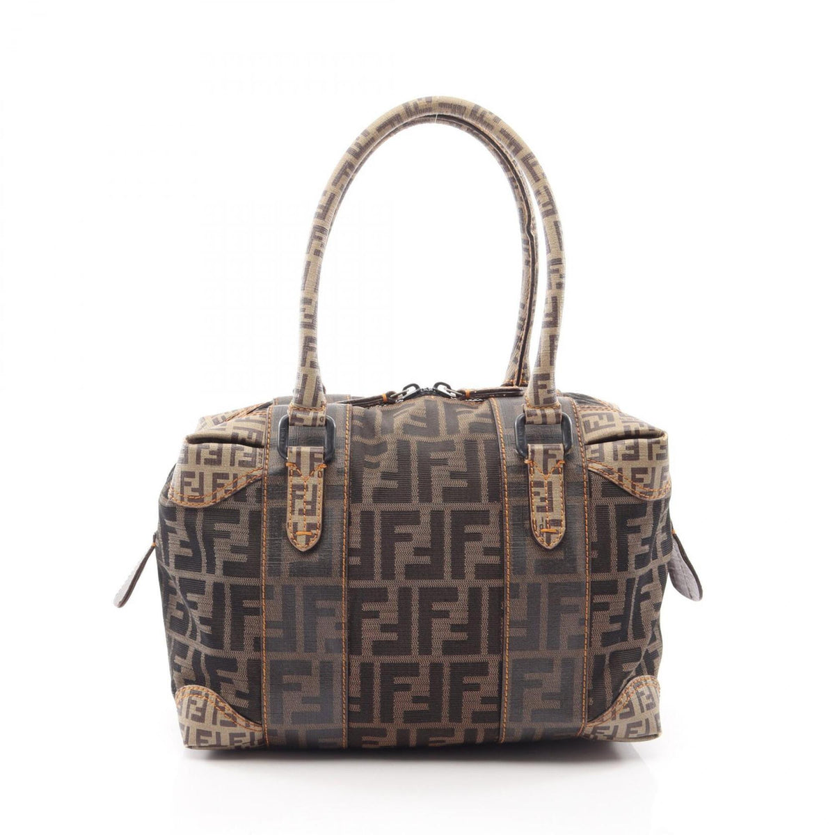Fendi Beige Black Brown Coated Canvas Handbag (Pre-Owned)
