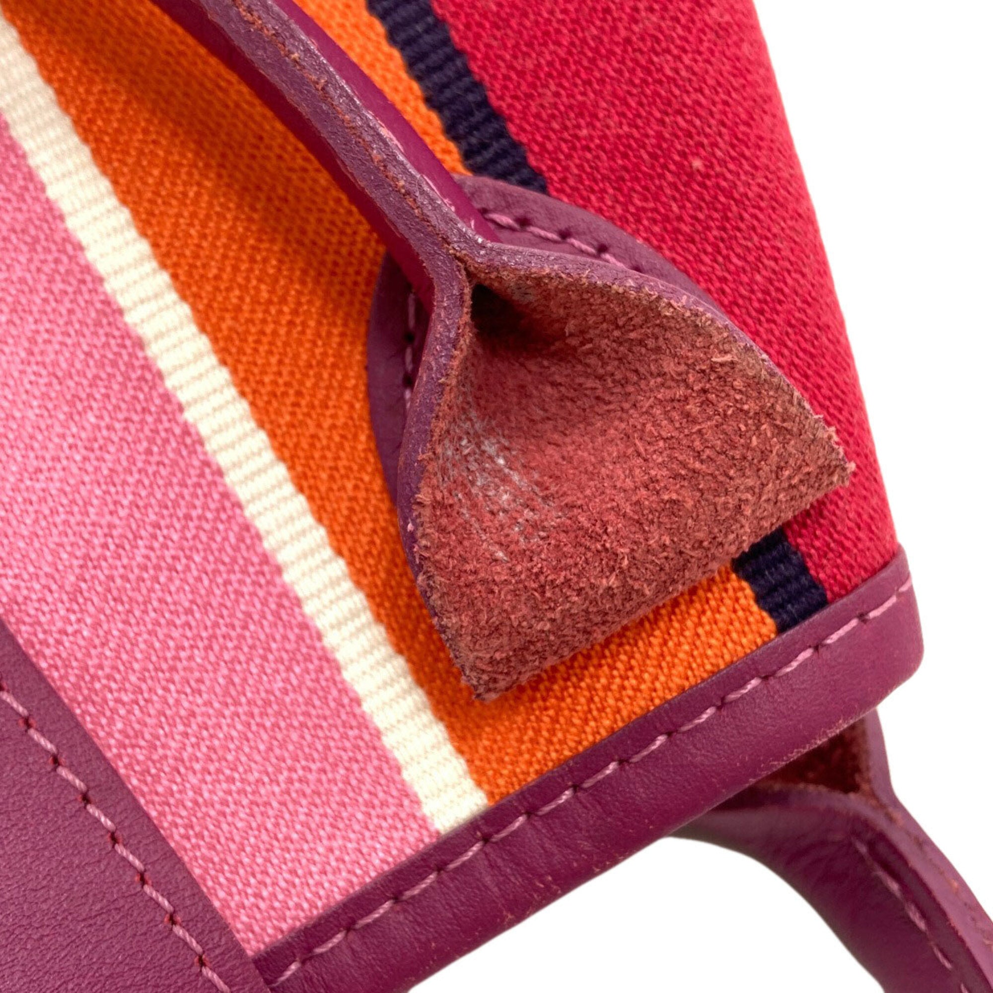 Longchamp Orange Pink Purple Canvas Tote Bag (Pre-Owned)