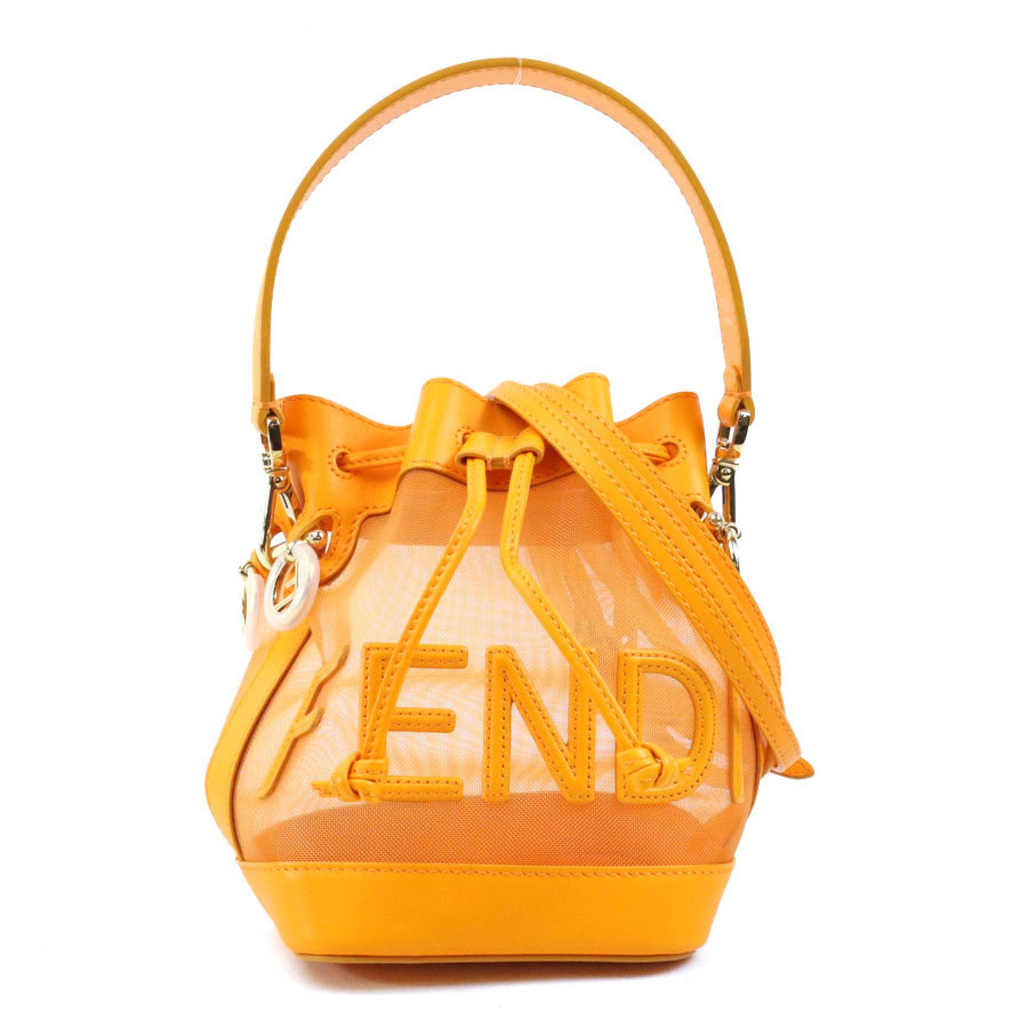 Fendi Orange Leather Mesh Handbag Shoulder Bag (Pre-Owned)