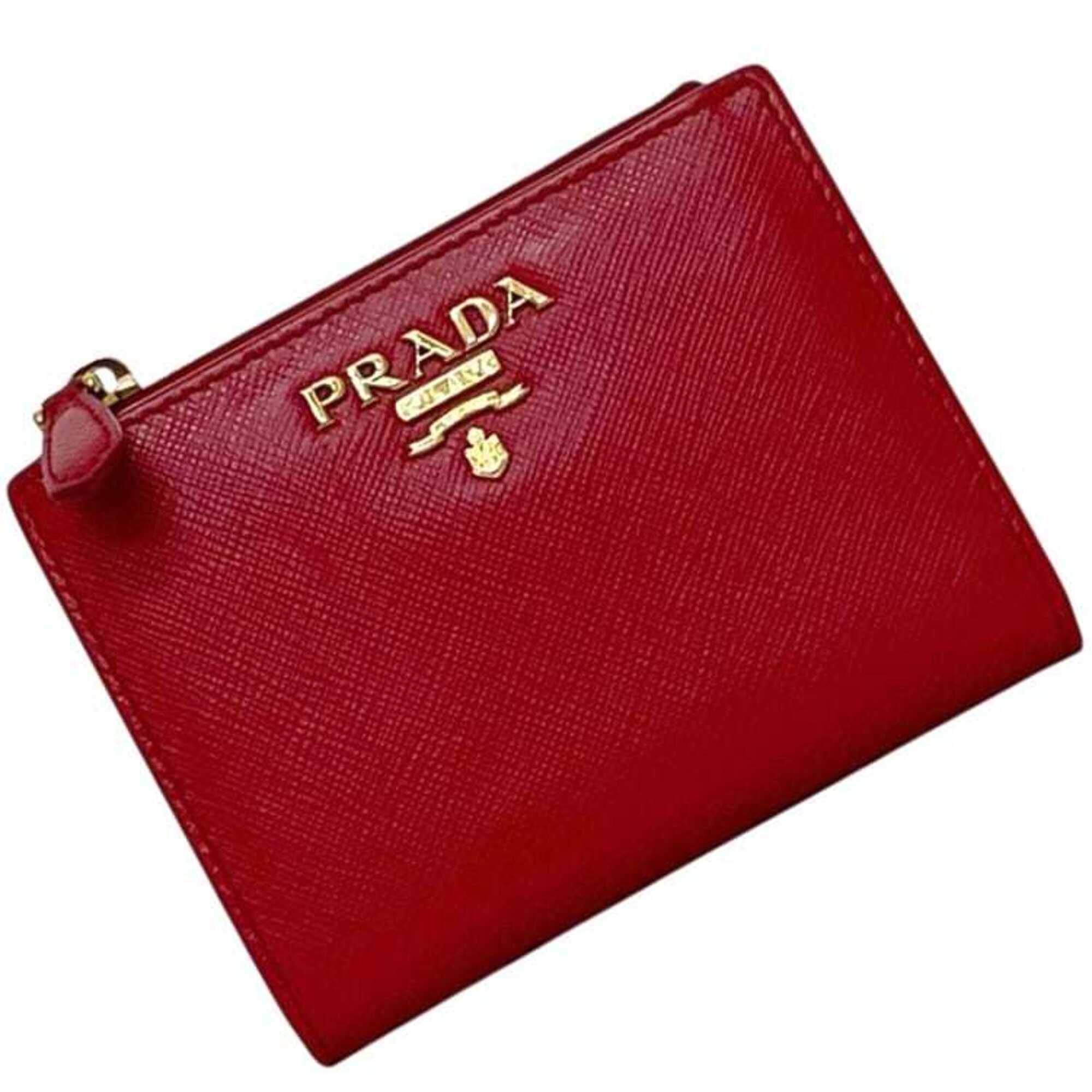 Prada Saffiano Red Color Saffiano Wallet (Bi-Fold) (Pre-Owned)