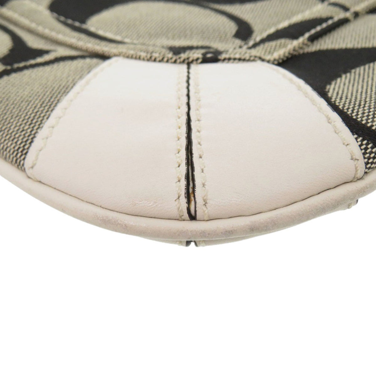 Coach Gray White Canvas Leather Shoulder Bag (Pre-Owned)