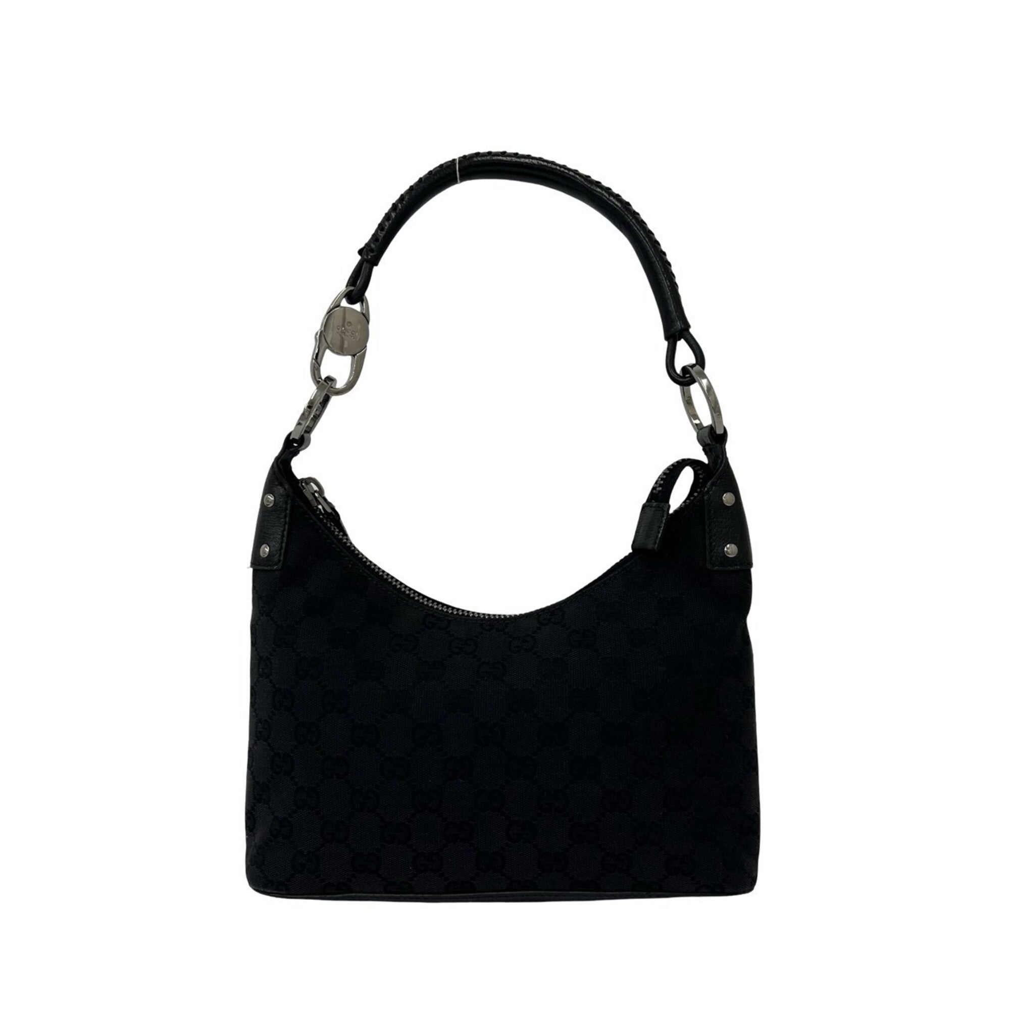 Gucci Black Canvas Leather Handbag Shoulder Bag (Pre-Owned)