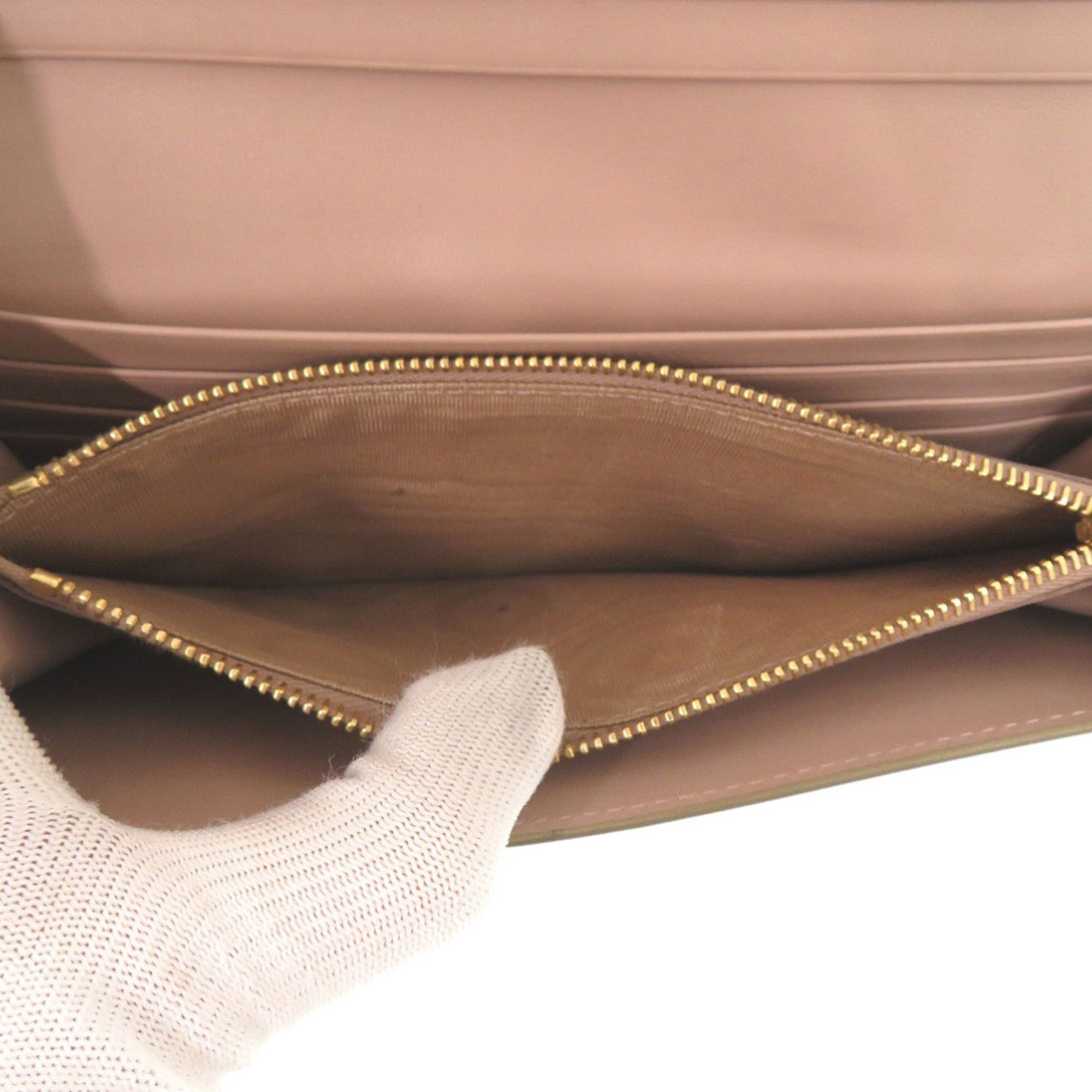 Prada Gold Leather Long Wallet (Bi-Fold) (Pre-Owned)