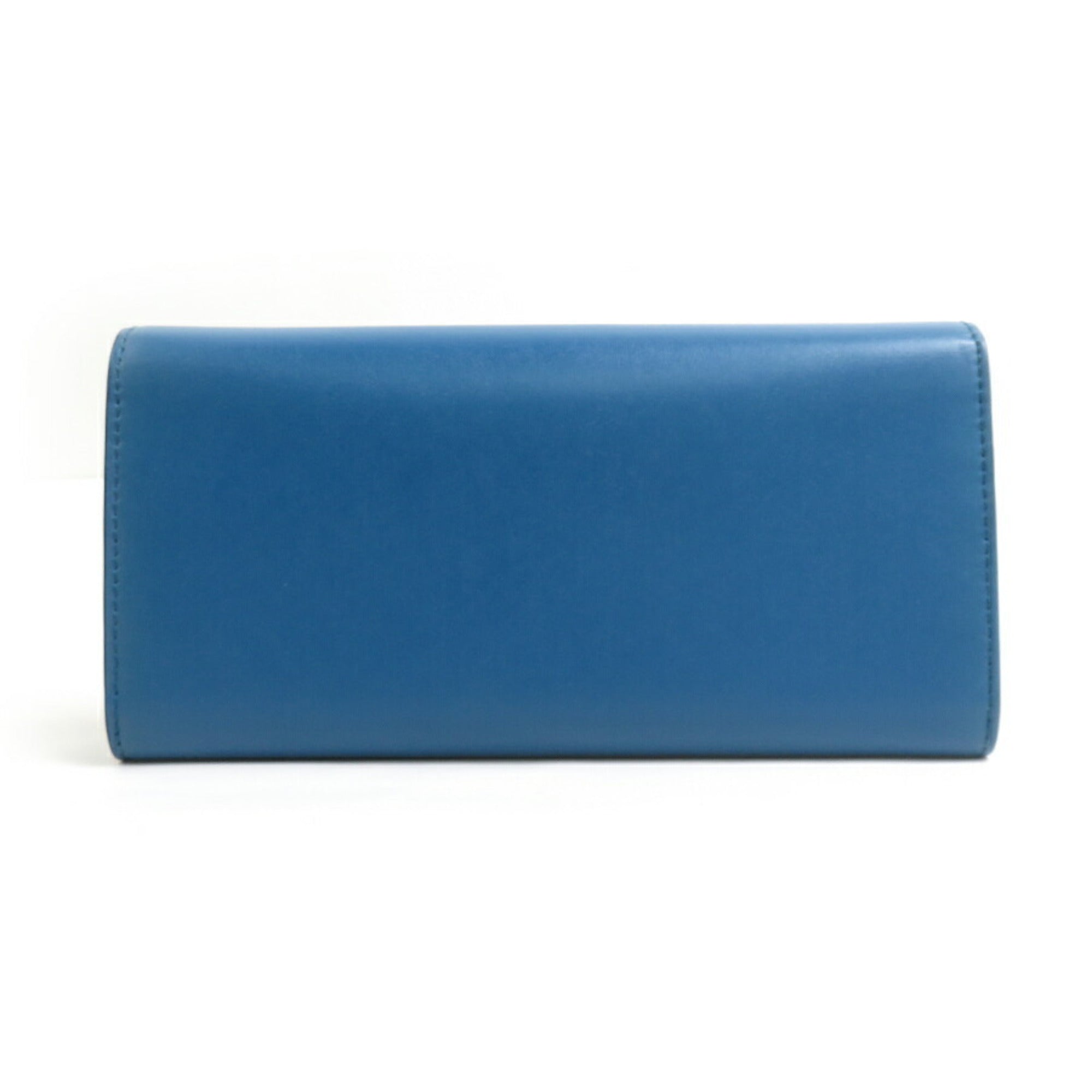 Salvatore Ferragamo Blue Leather Long Wallet (Bi-Fold) (Pre-Owned)