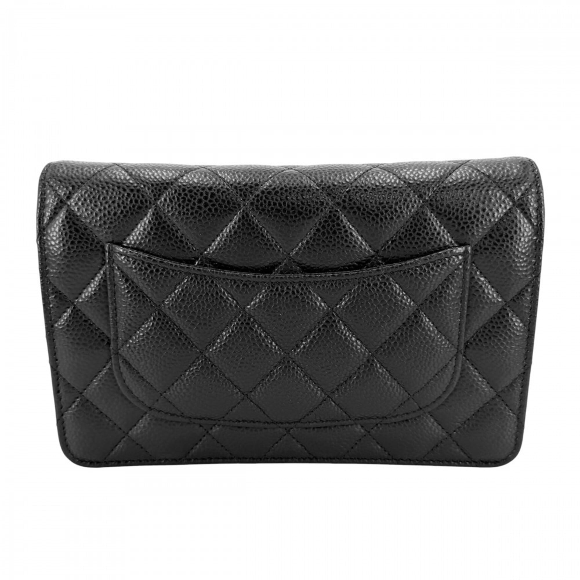 Chanel Matelasse Black Grained Calfskin Chain/Shoulder Wallet (Pre-Owned)