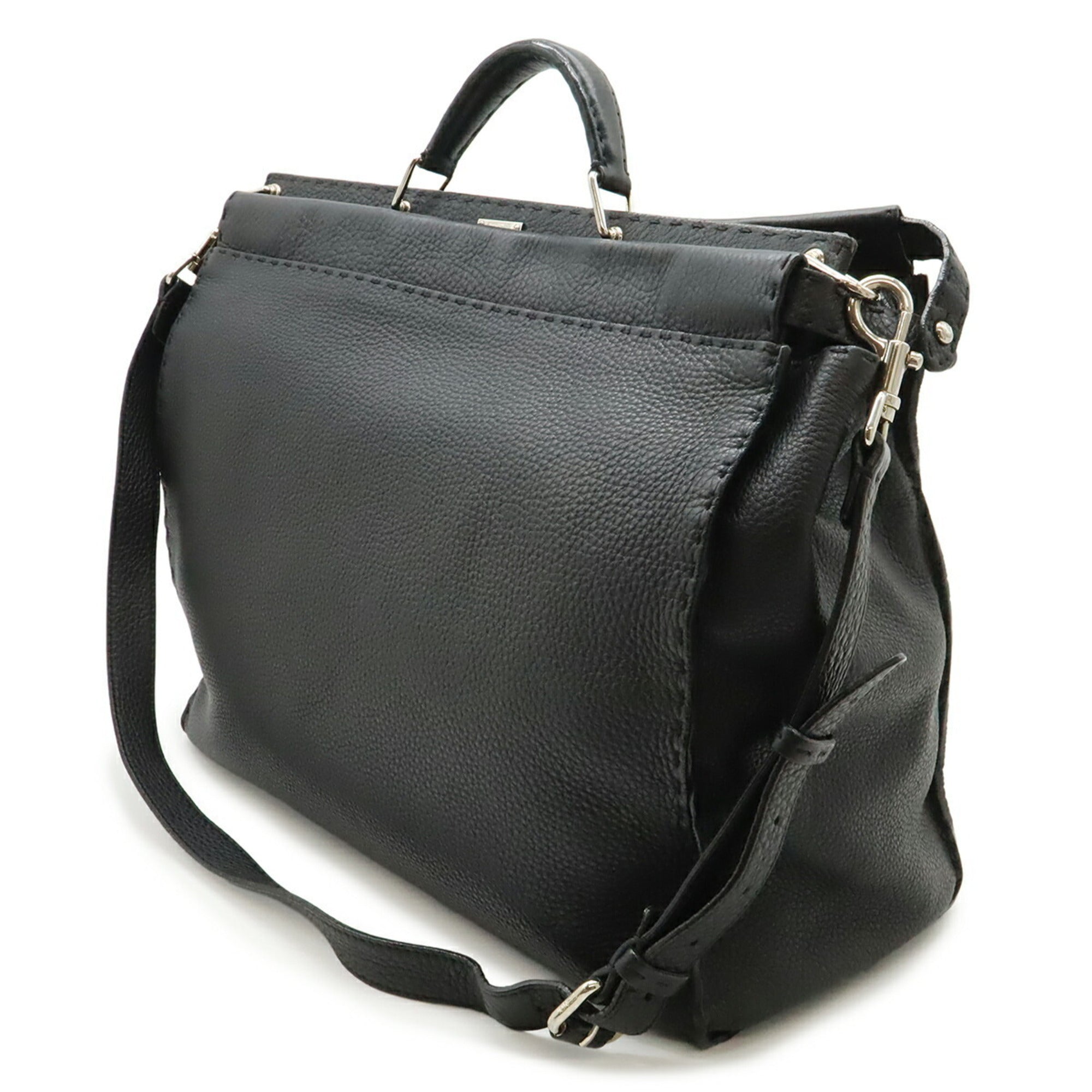 Fendi Black Leather Shoulder Bag Tote Bag (Pre-Owned)
