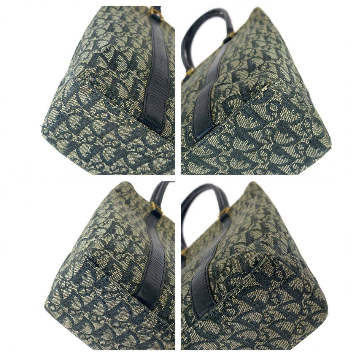 Christian Dior Navy Canvas Leather Shoulder Bag Tote Bag (Pre-Owned)