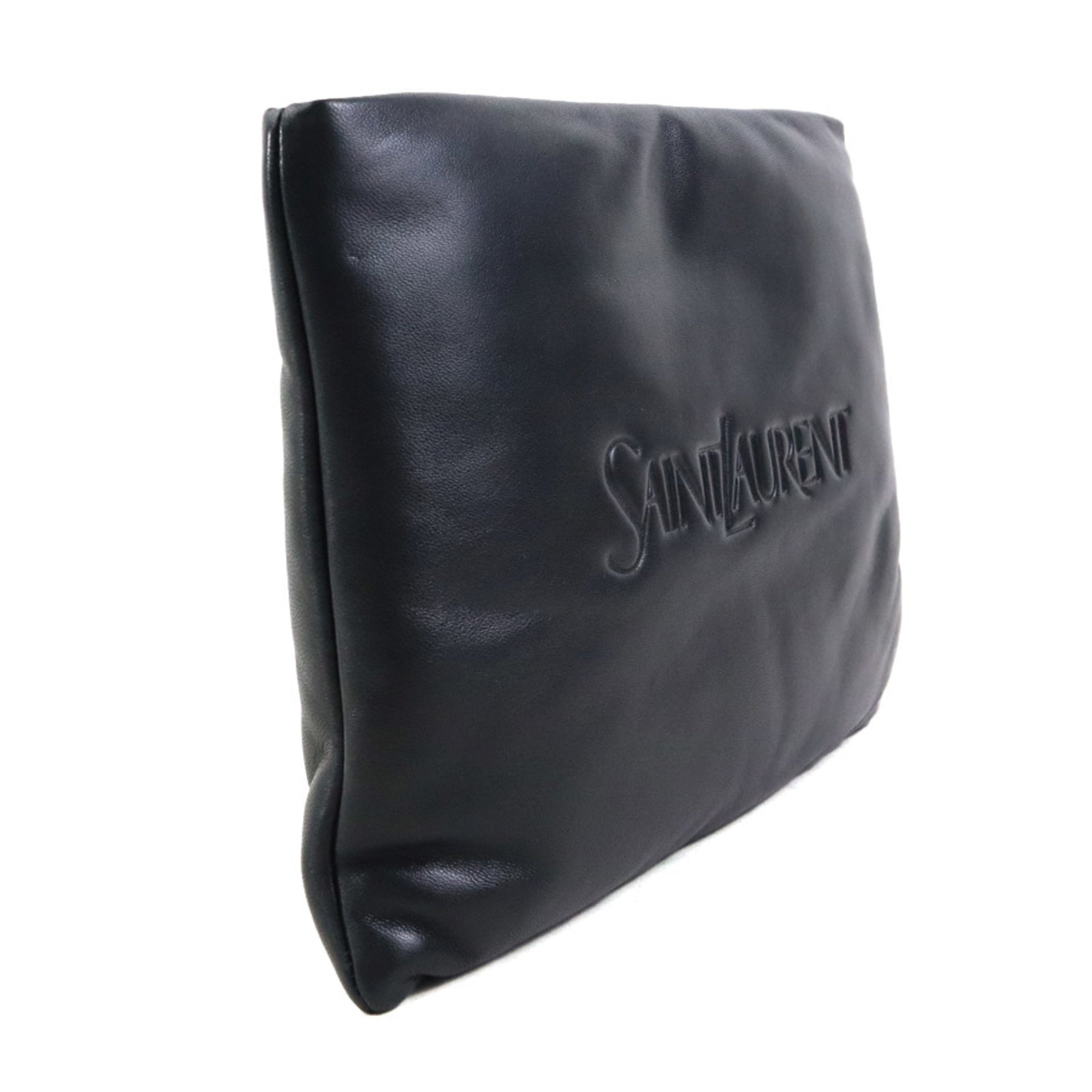 Saint Laurent Black Leather Clutch Bag (Pre-Owned)