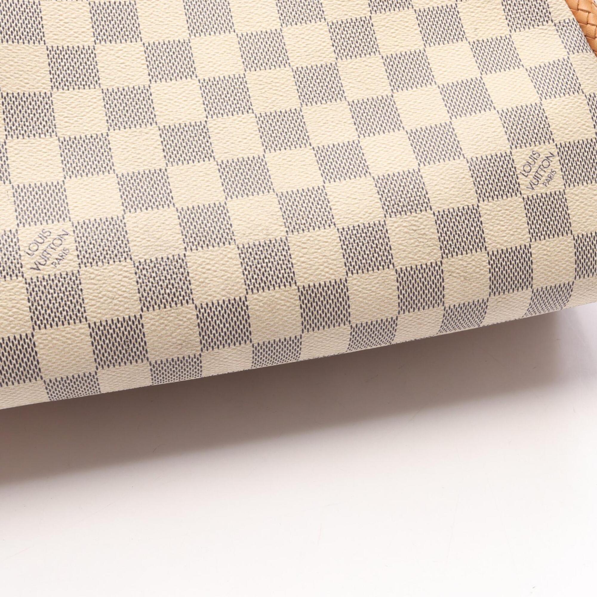 Louis Vuitton Damier Azur White Coated Canvas Leather Tote Bag (Pre-Owned)