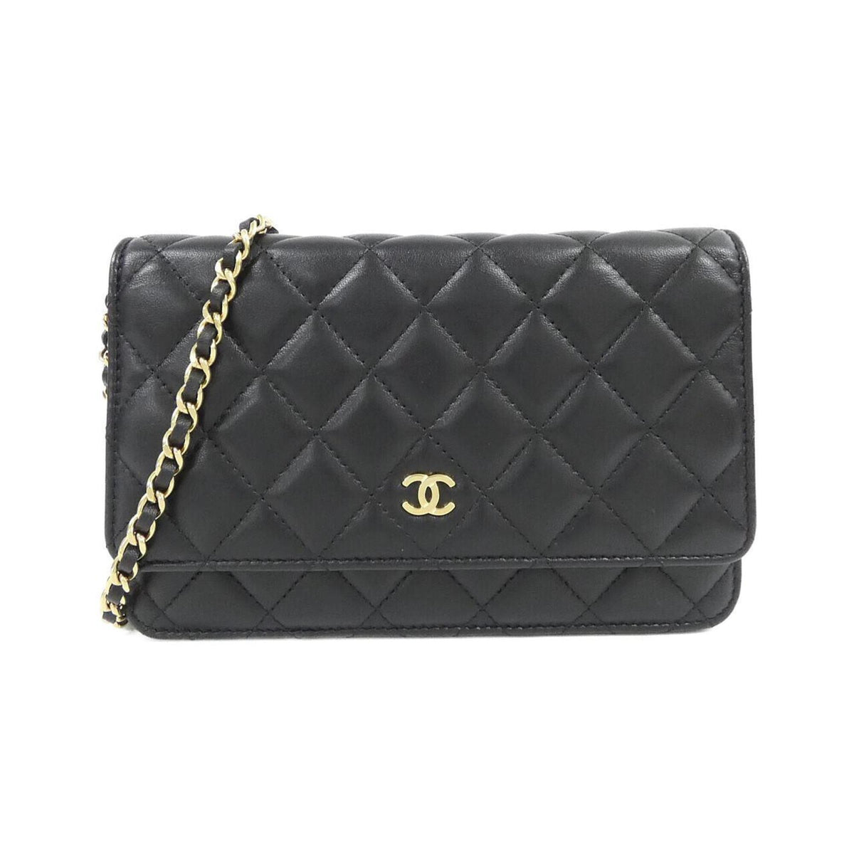 Chanel Black Leather Chain/Shoulder Wallet (Pre-Owned)