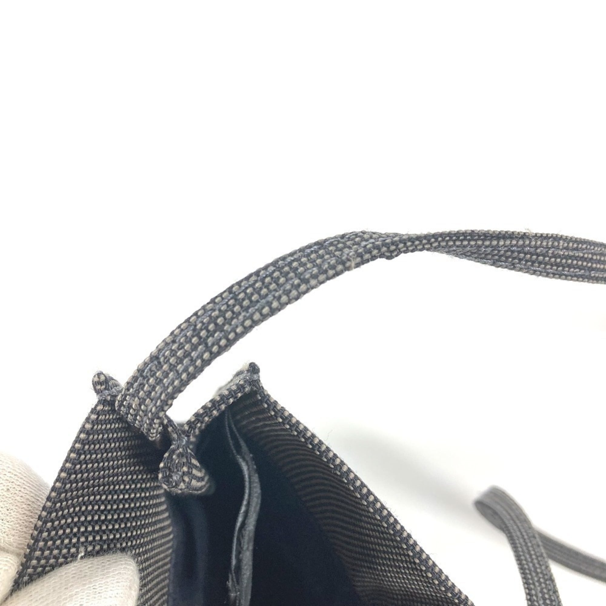 Hermes Gray Canvas Handbag Pochette Shoulder Bag (Pre-Owned)