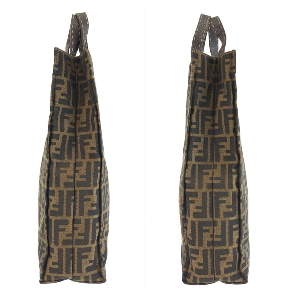 Fendi Brown Canvas Leather Handbag Tote Bag (Pre-Owned)