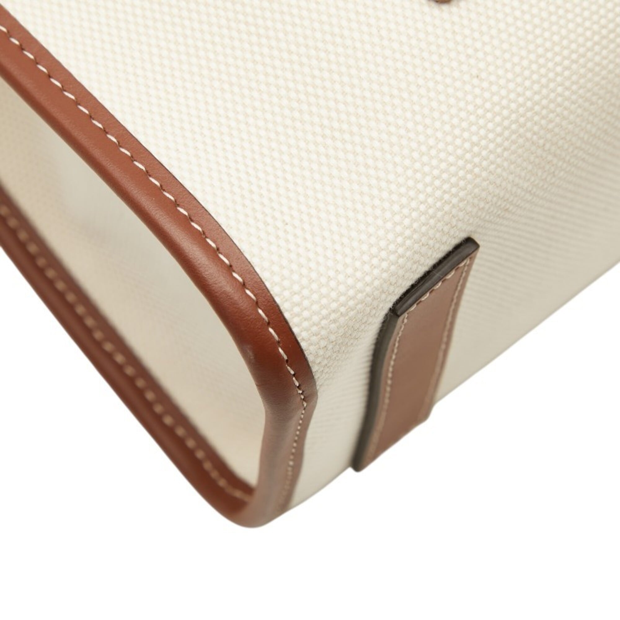 Burberry Brown Ivory Canvas Leather Shoulder Bag Tote Bag (Pre-Owned)