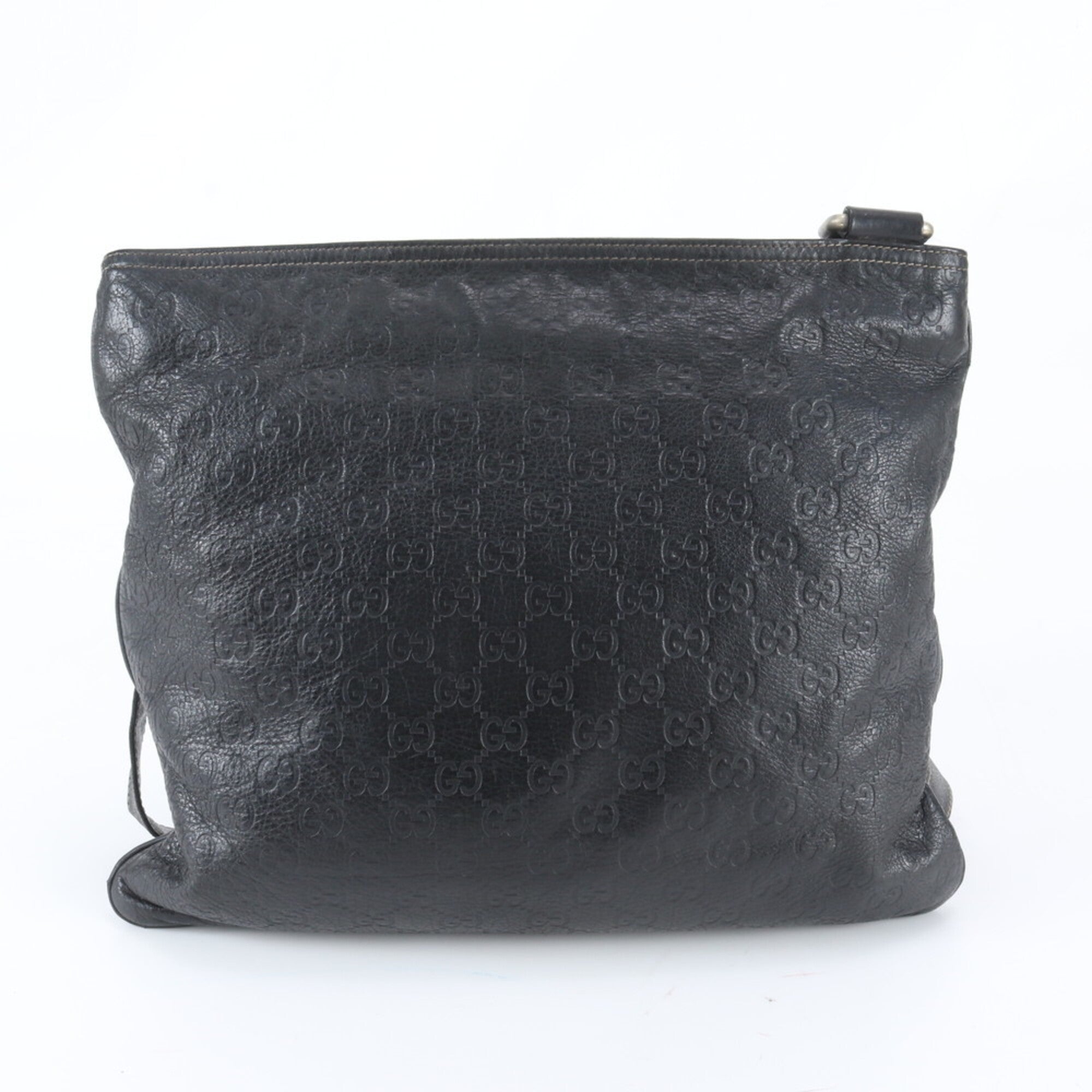 Gucci Black Leather Messenger Bag Shoulder Bag Tote Bag (Pre-Owned)