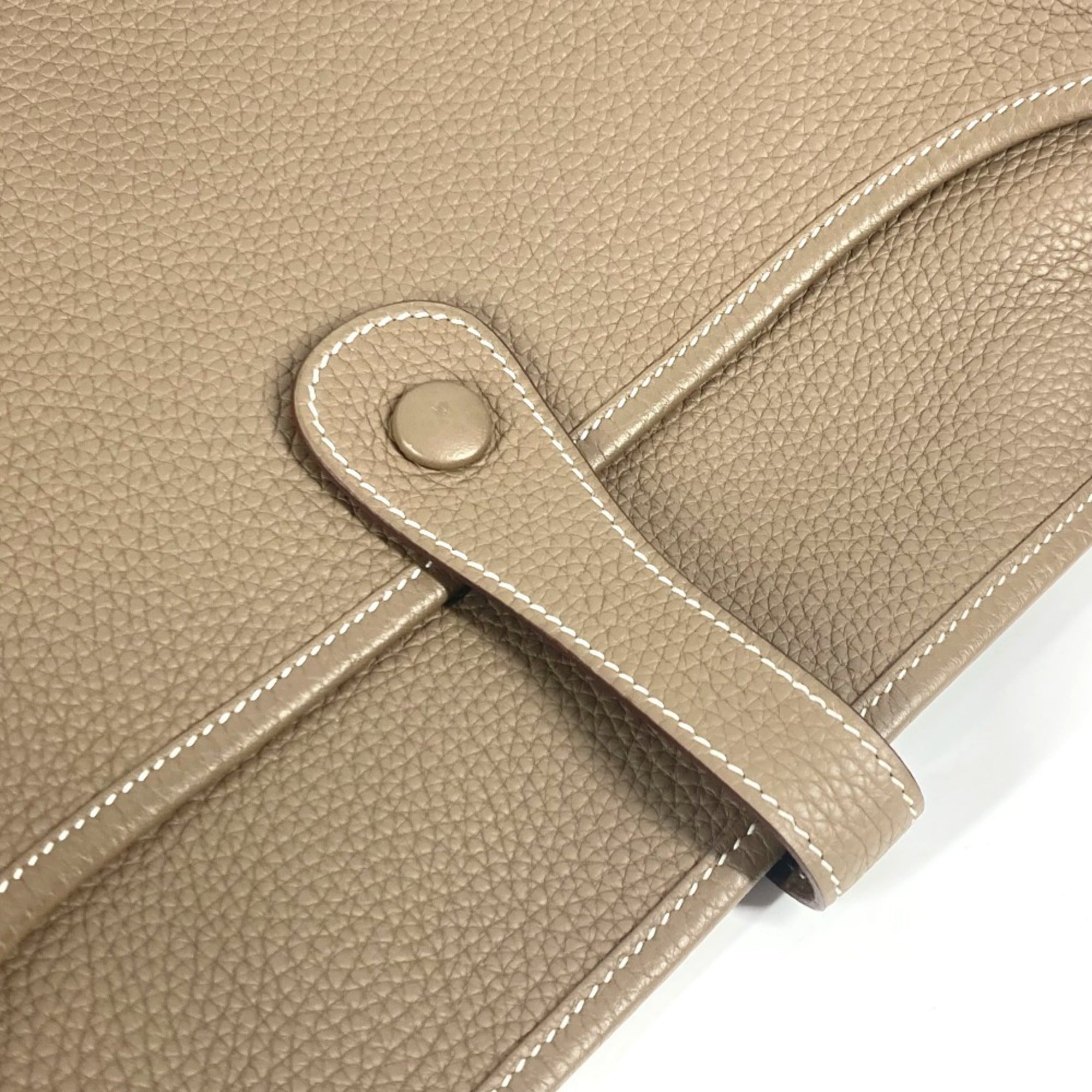 Hermes Beige Etoupe Gray Taurillon Clemence Leather Shoulder Bag (Pre-Owned)