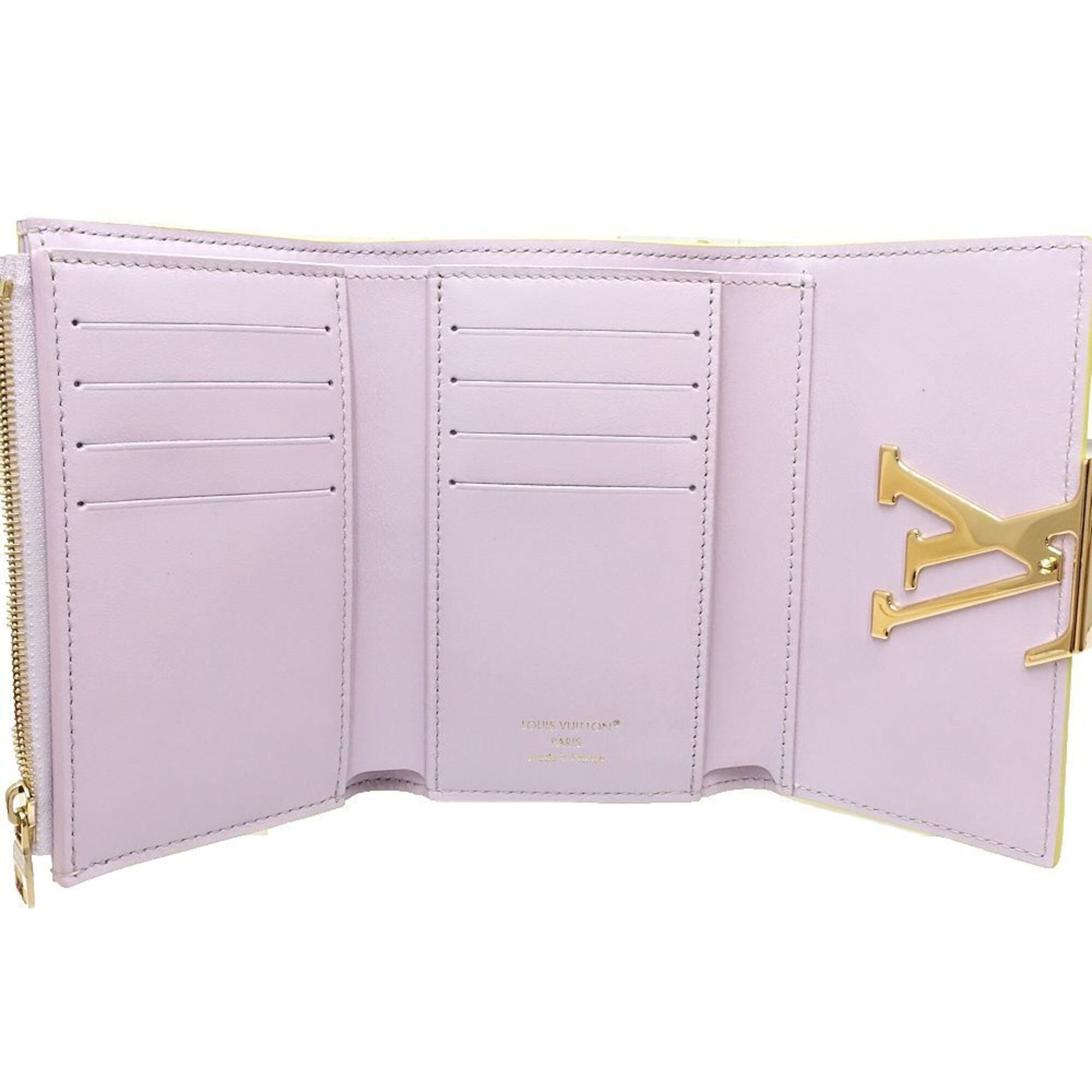 Louis Vuitton Lemon Yellow Leather Wallet (Tri-Fold) (Pre-Owned)