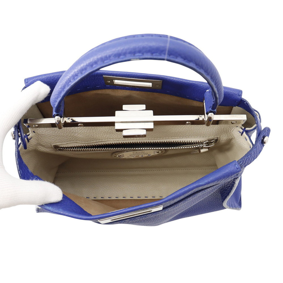 Fendi Blue Leather Handbag Shoulder Bag (Pre-Owned)