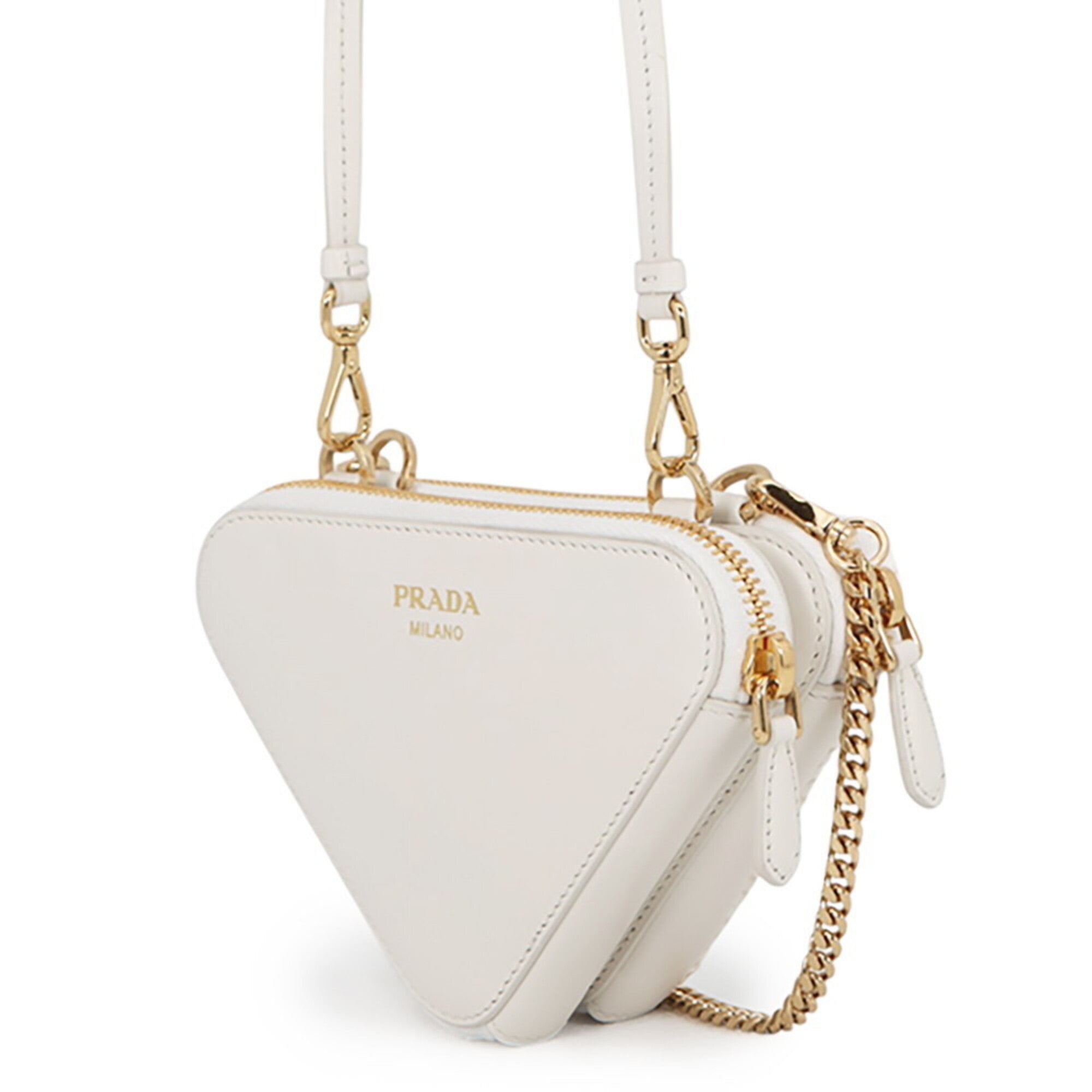 Prada White Leather Raffia Handbag Pouch Shoulder Bag (Pre-Owned)