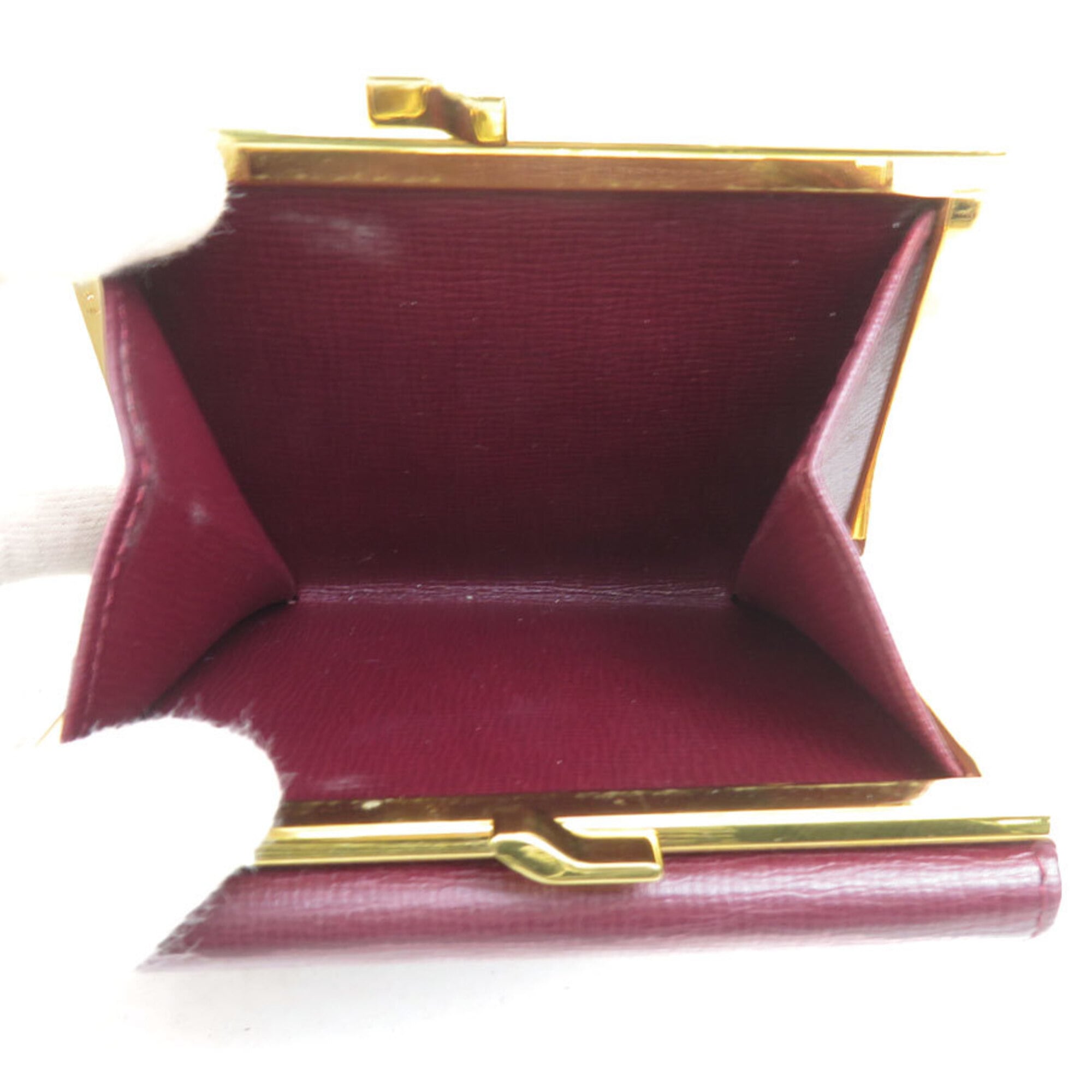 Cartier Bordeaux Leather Wallet (Tri-Fold) (Pre-Owned)