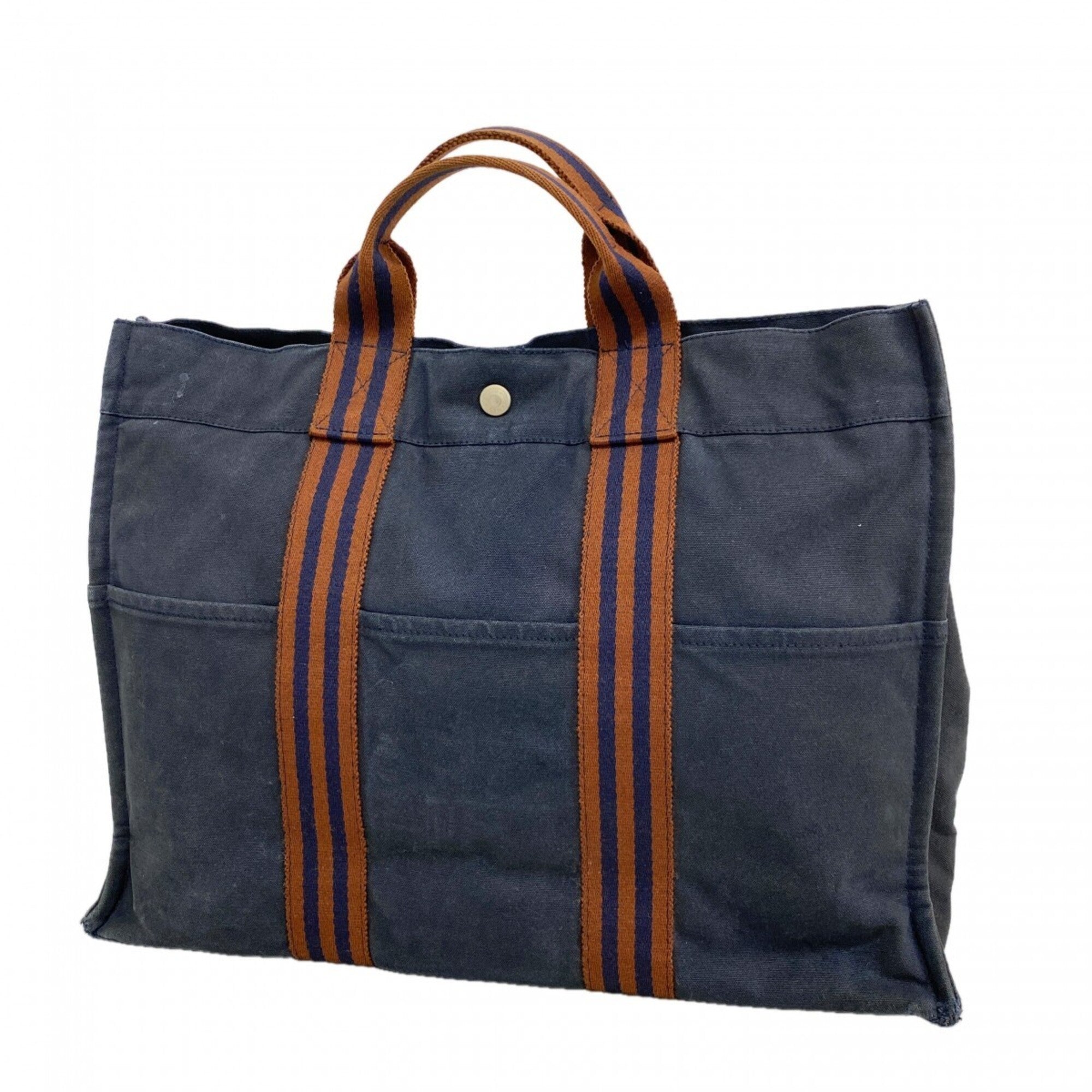 Hermes Navy Canvas Tote Bag (Pre-Owned)