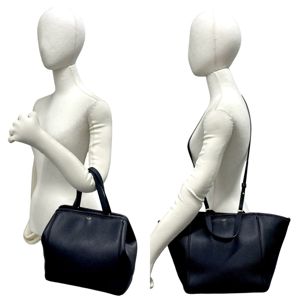 Celine Black Leather Handbag Shoulder Bag Tote Bag (Pre-Owned)
