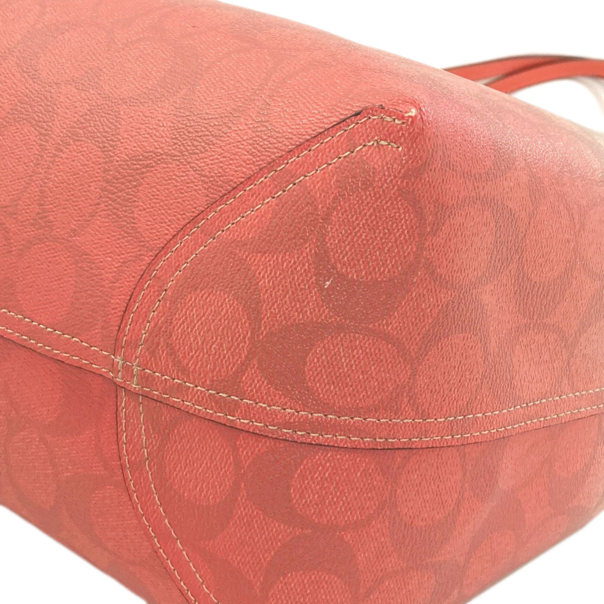 Coach Beige Pink Pvc Pouch Tote Bag (Pre-Owned)