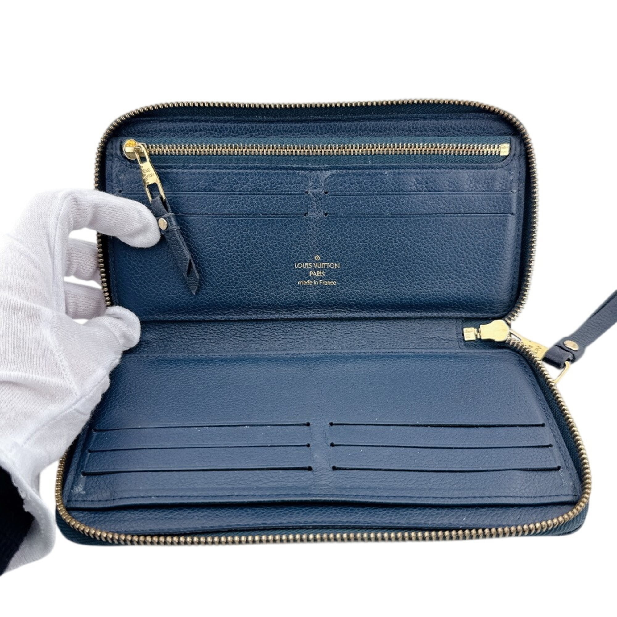 Louis Vuitton Navy Leather Long Wallet (Bi-Fold) (Pre-Owned)