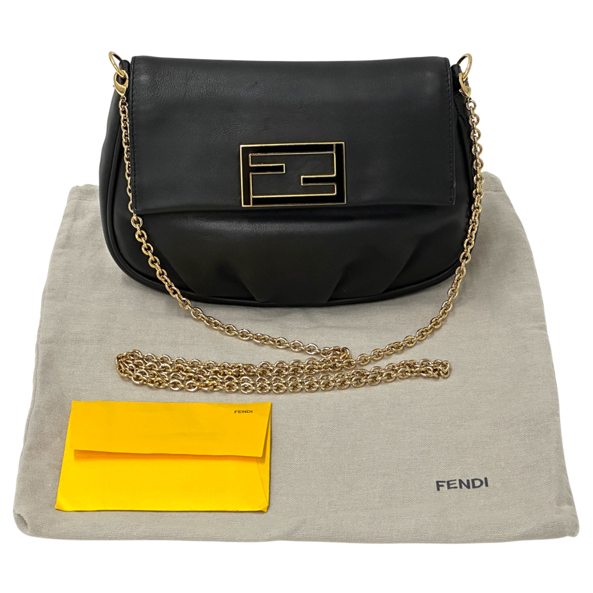 Fendi Black Leather Handbag Shoulder Bag (Pre-Owned)